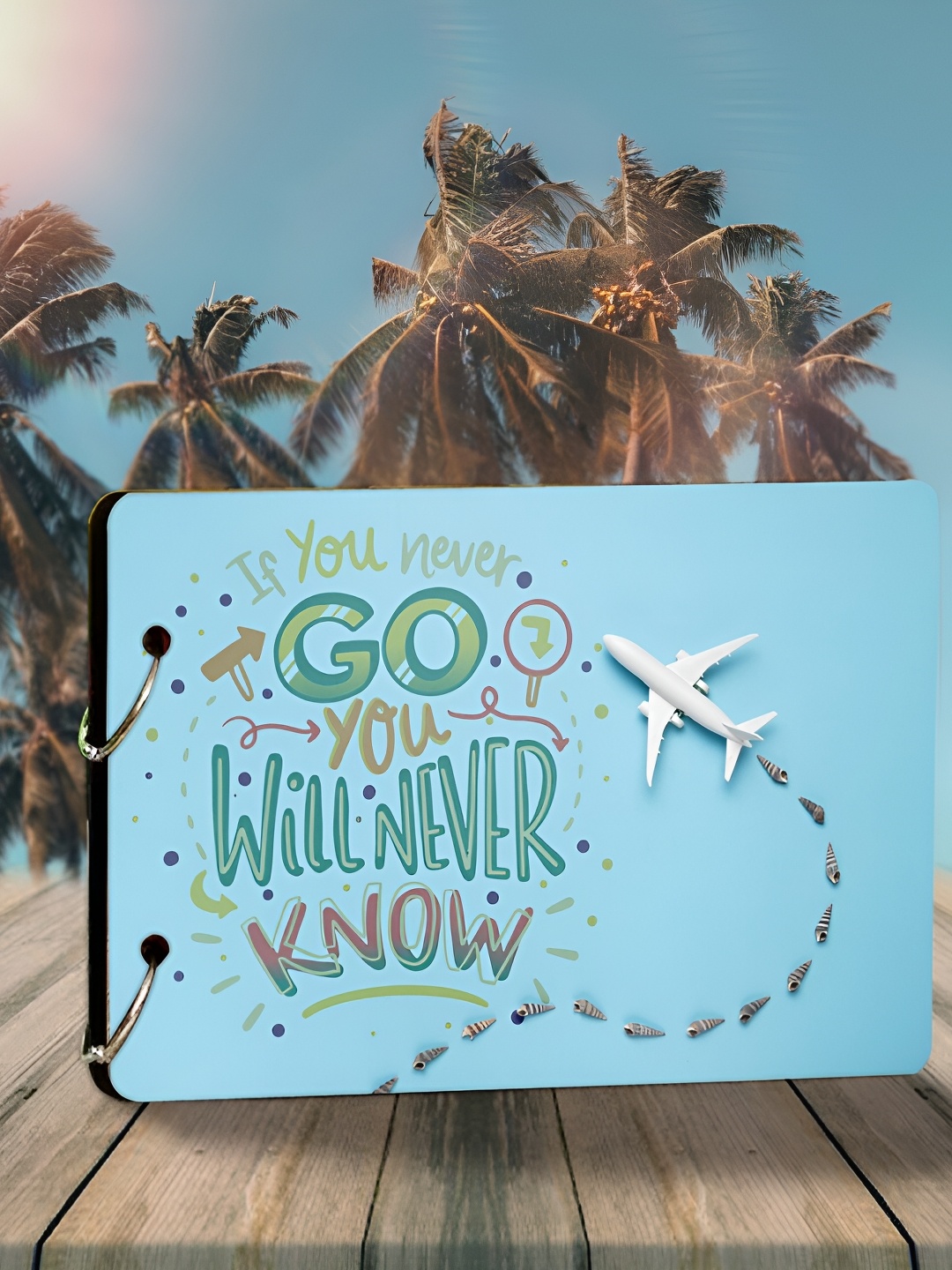 

WALLWEAR Blue & Green Printed Wooden Durable Scrapbook Photo Album