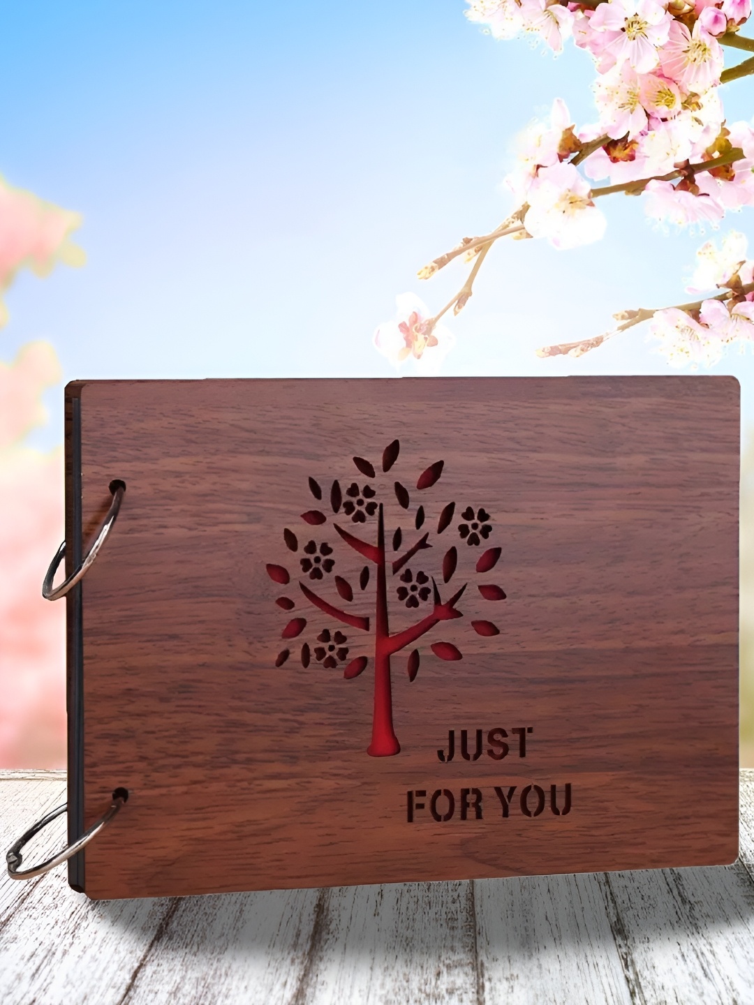 

WALLWEAR Brown Printed Wooden Durable Scrapbook Photo Album