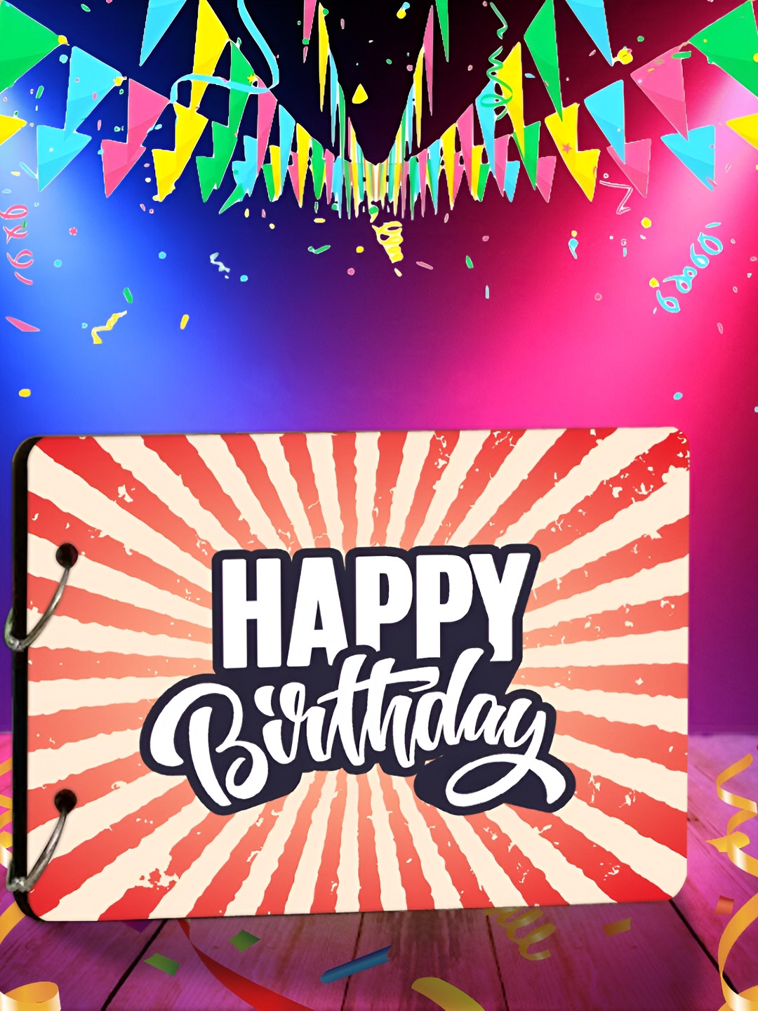 

WALLWEAR Pink & White Printed Wooden Durable Scrapbook Photo Album