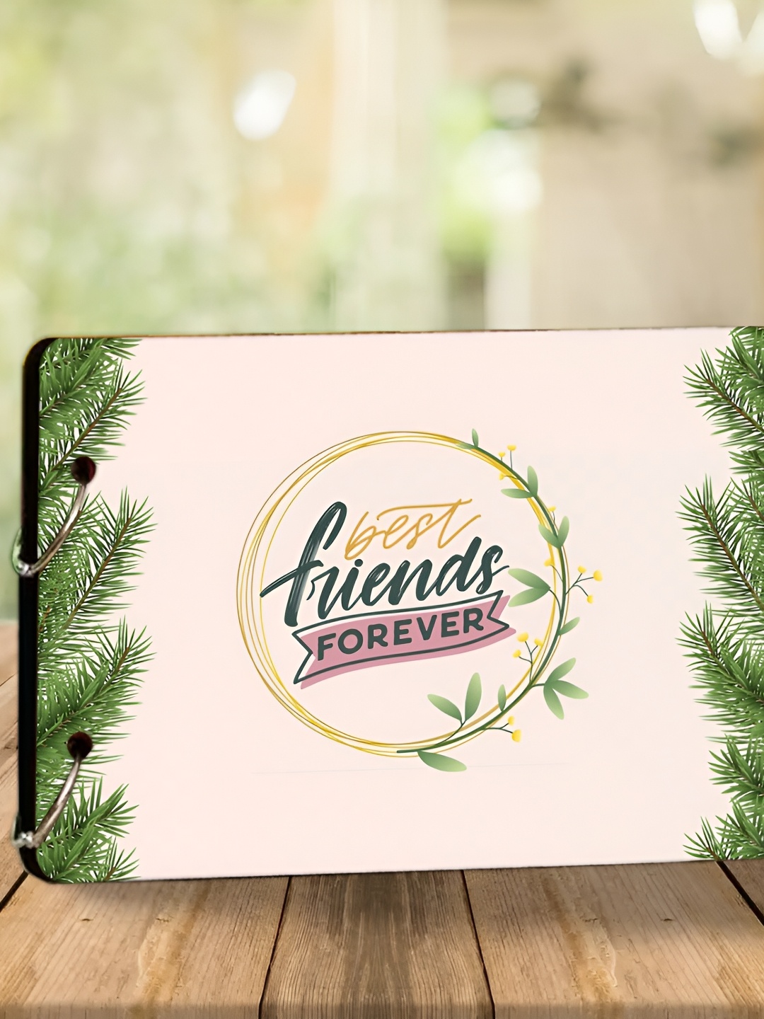 WALLWEAR Green & Cream Printed Wooden Durable Scrapbook Photo Album
