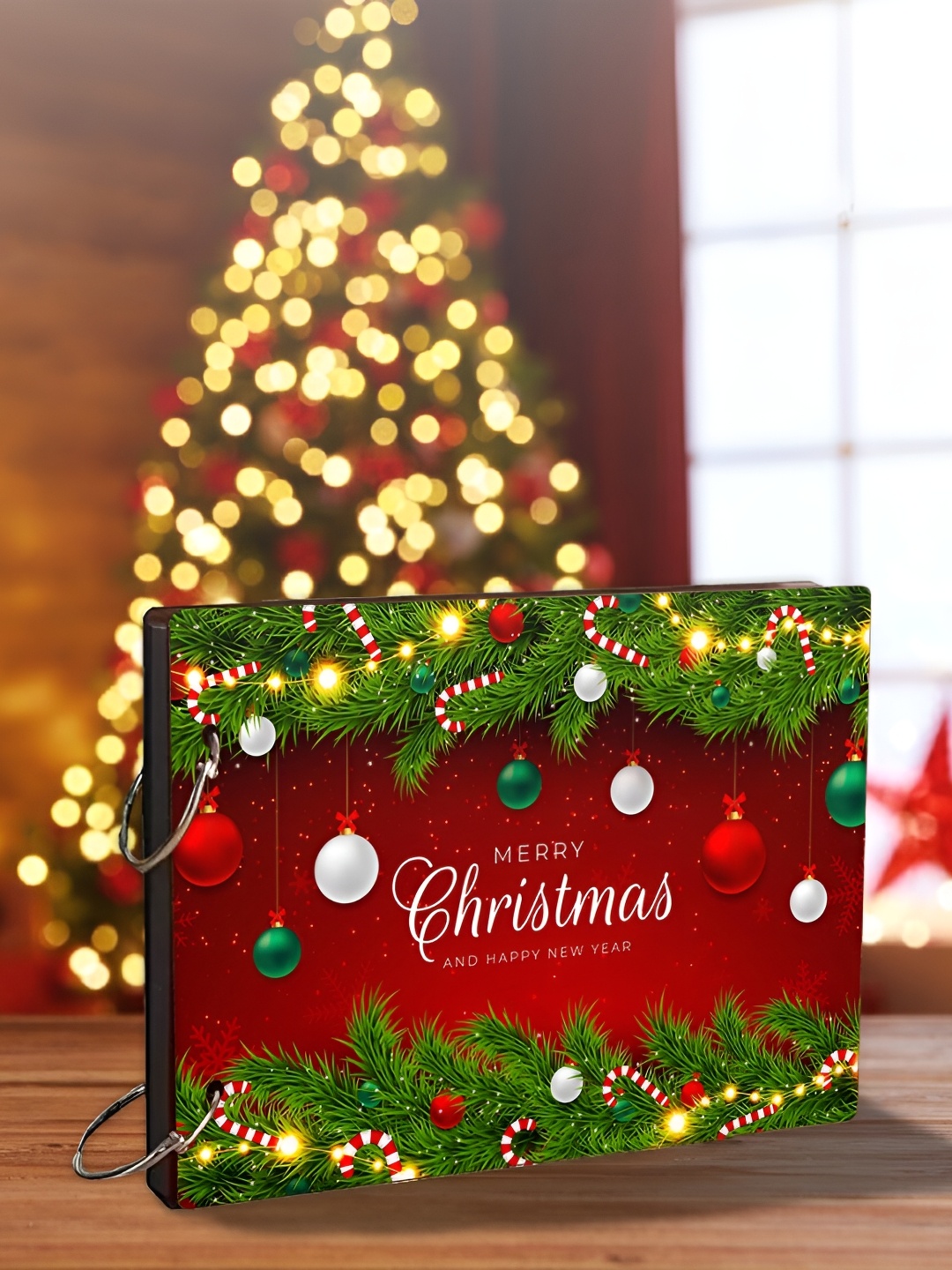 

WALLWEAR Red & Green Printed Wooden Durable Scrapbook Photo Album