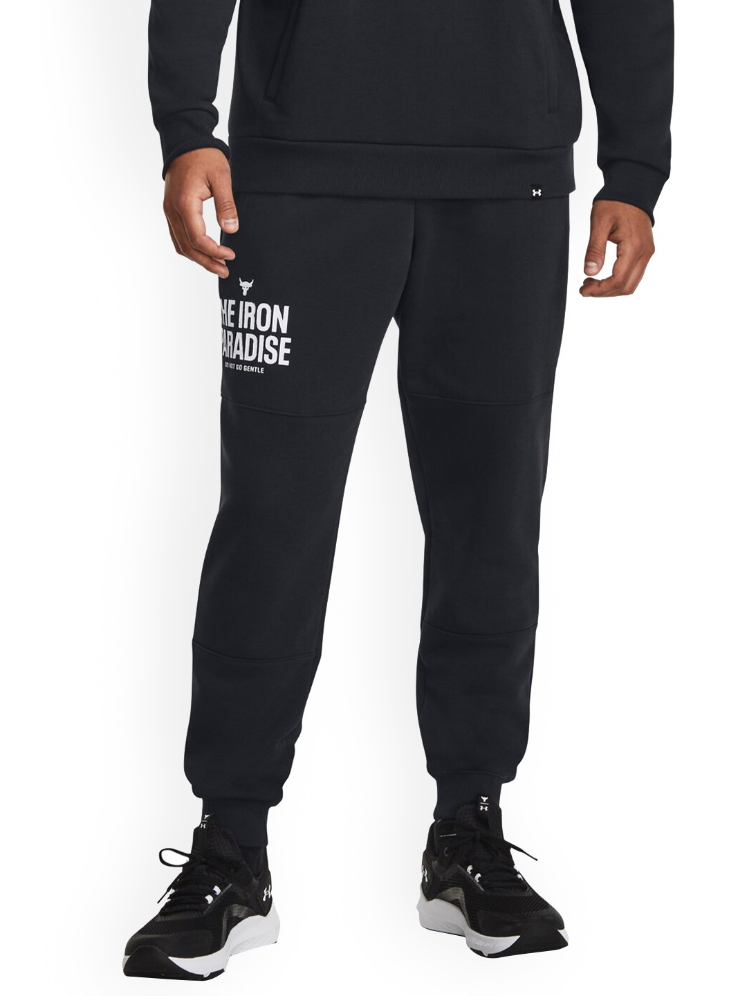 

UNDER ARMOUR Men Typography Printed Project Rock Rival Fleece Relaxed Fit Joggers, Navy blue