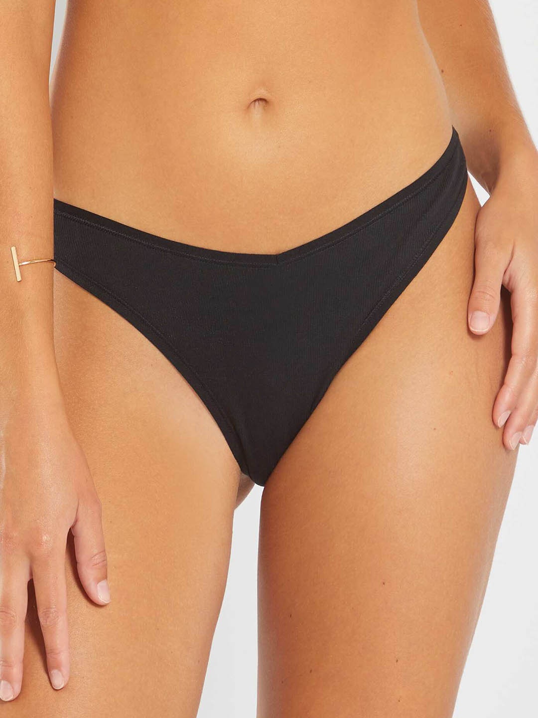 

KIABI Mid Rise Thong Brief, Black