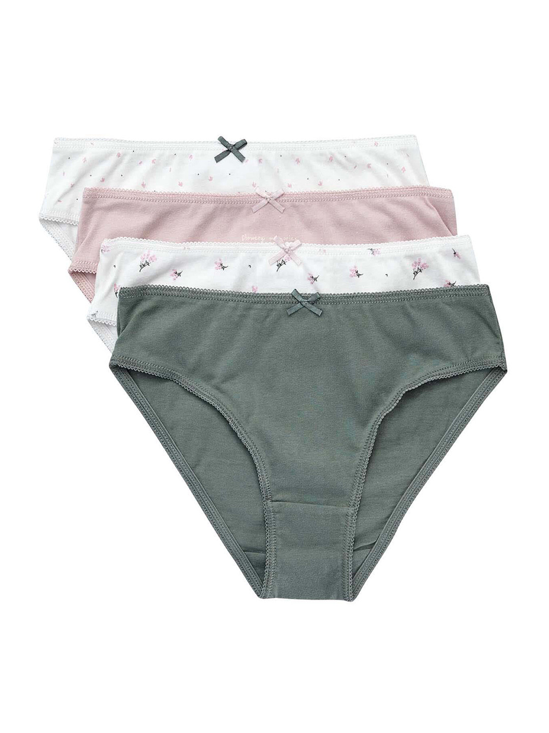

KIABI Kids Pack of 4 Printed Cotton Basic Briefs, Lavender
