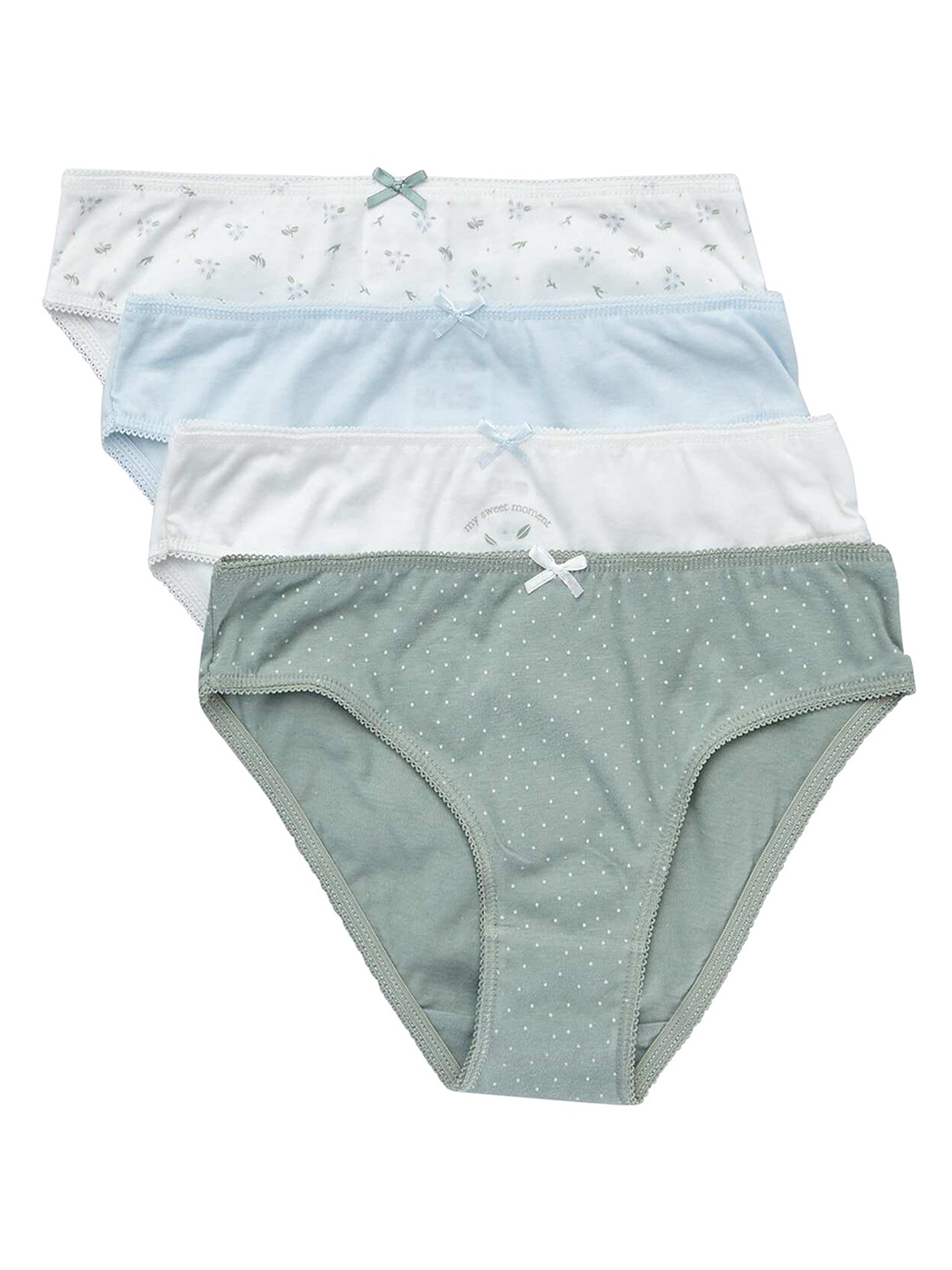 

KIABI Kids Pack of 4 Printed Cotton Basic Briefs, White