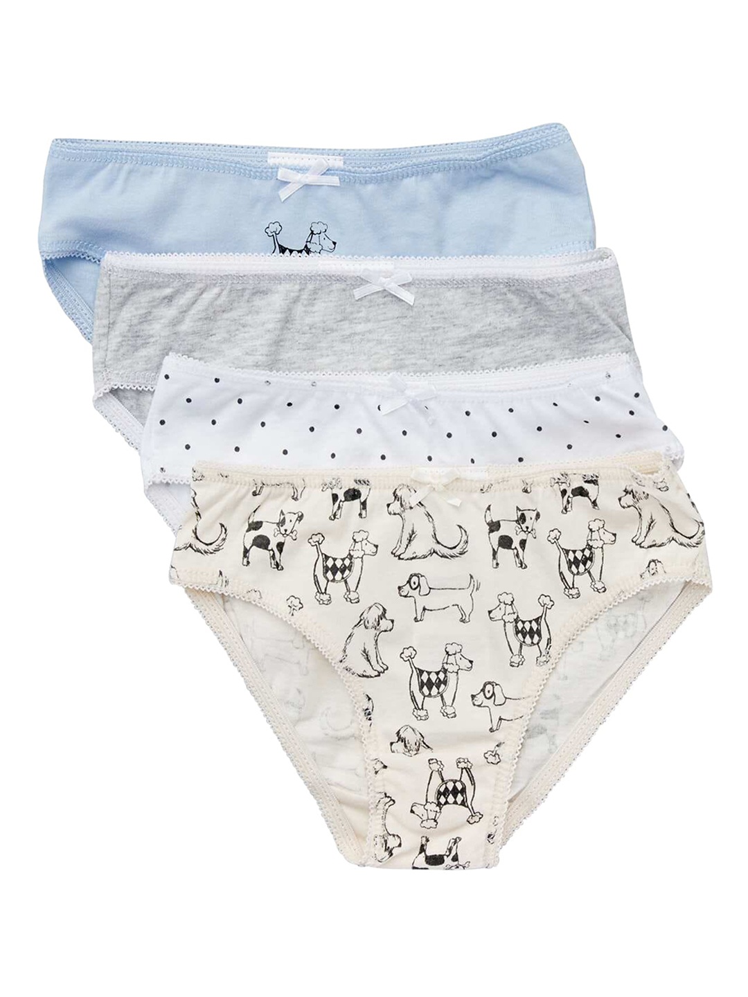 

KIABI Kids Pack of 4 Printed Pure Cotton Basic Briefs, White