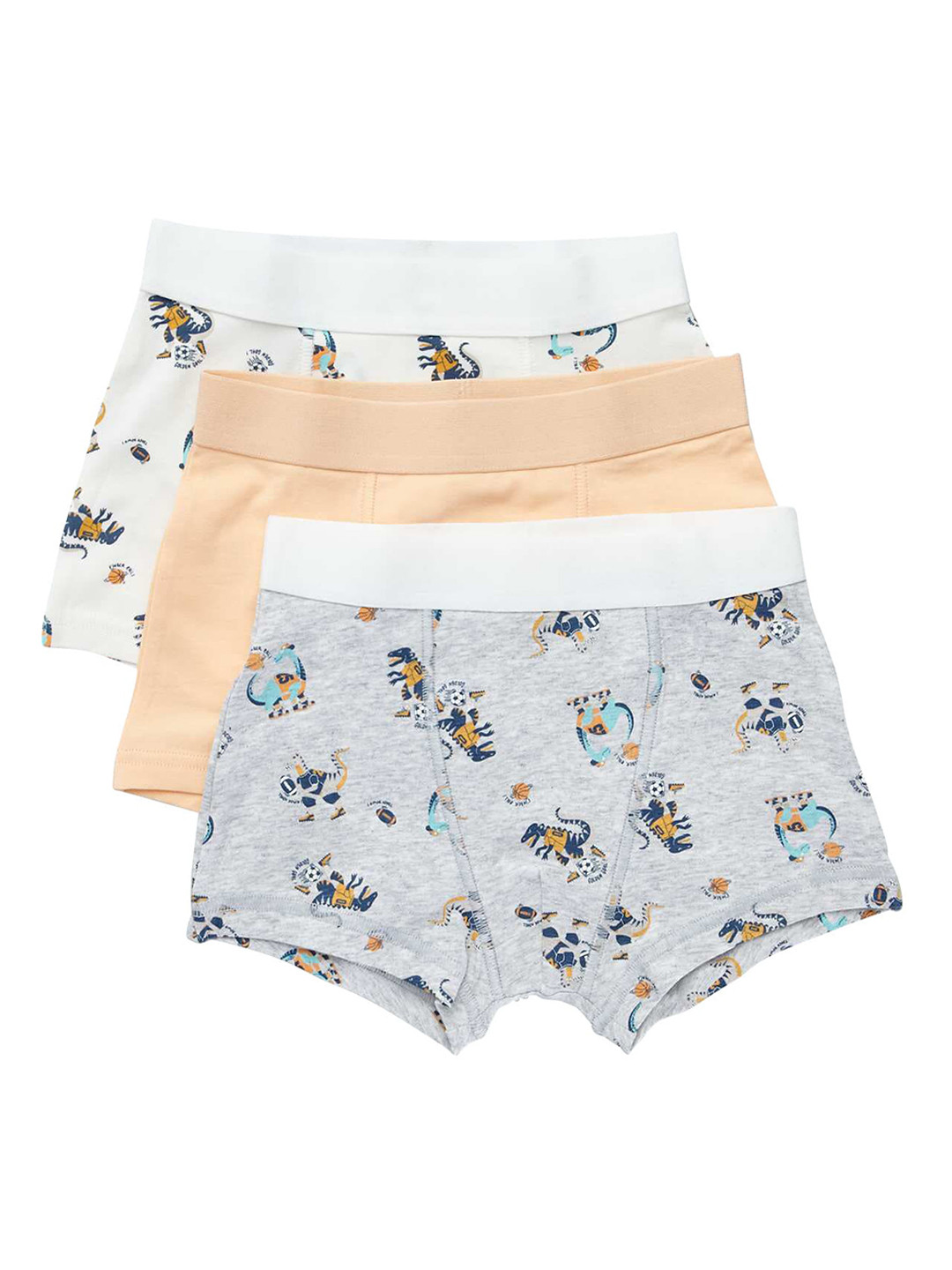 

KIABI Boys Pack Of 3 Printed Trunks XD057DINO_SPORT, Grey
