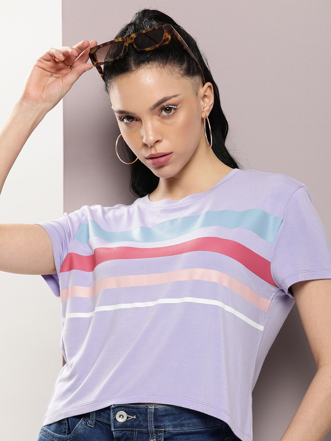 

Kook N Keech Women Striped T-shirt, Purple
