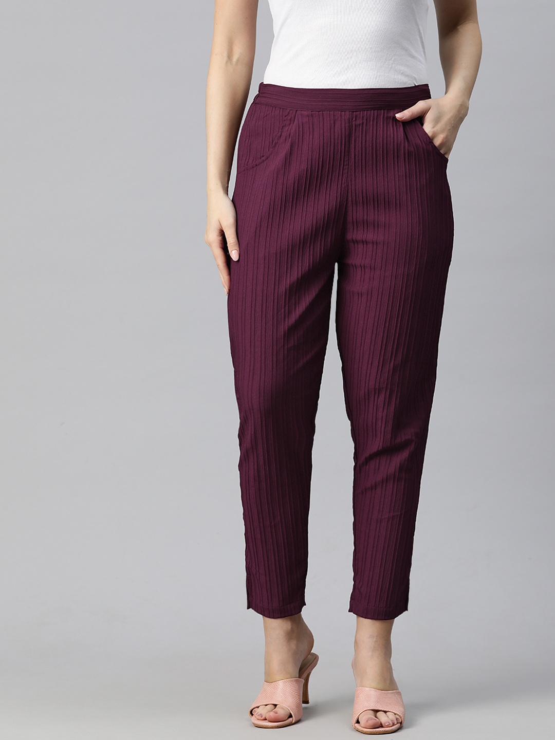 Readiprint Fashions Women Solid Ethnic Palazzos, Purple
