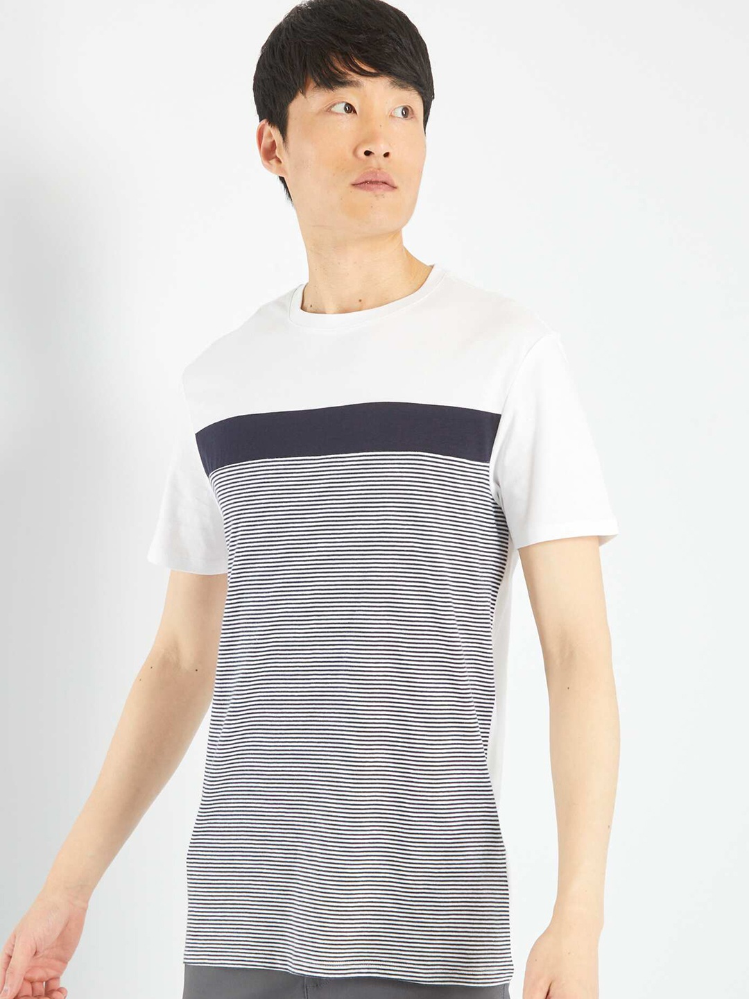 

KIABI Striped Pure Cotton T-shirt, White