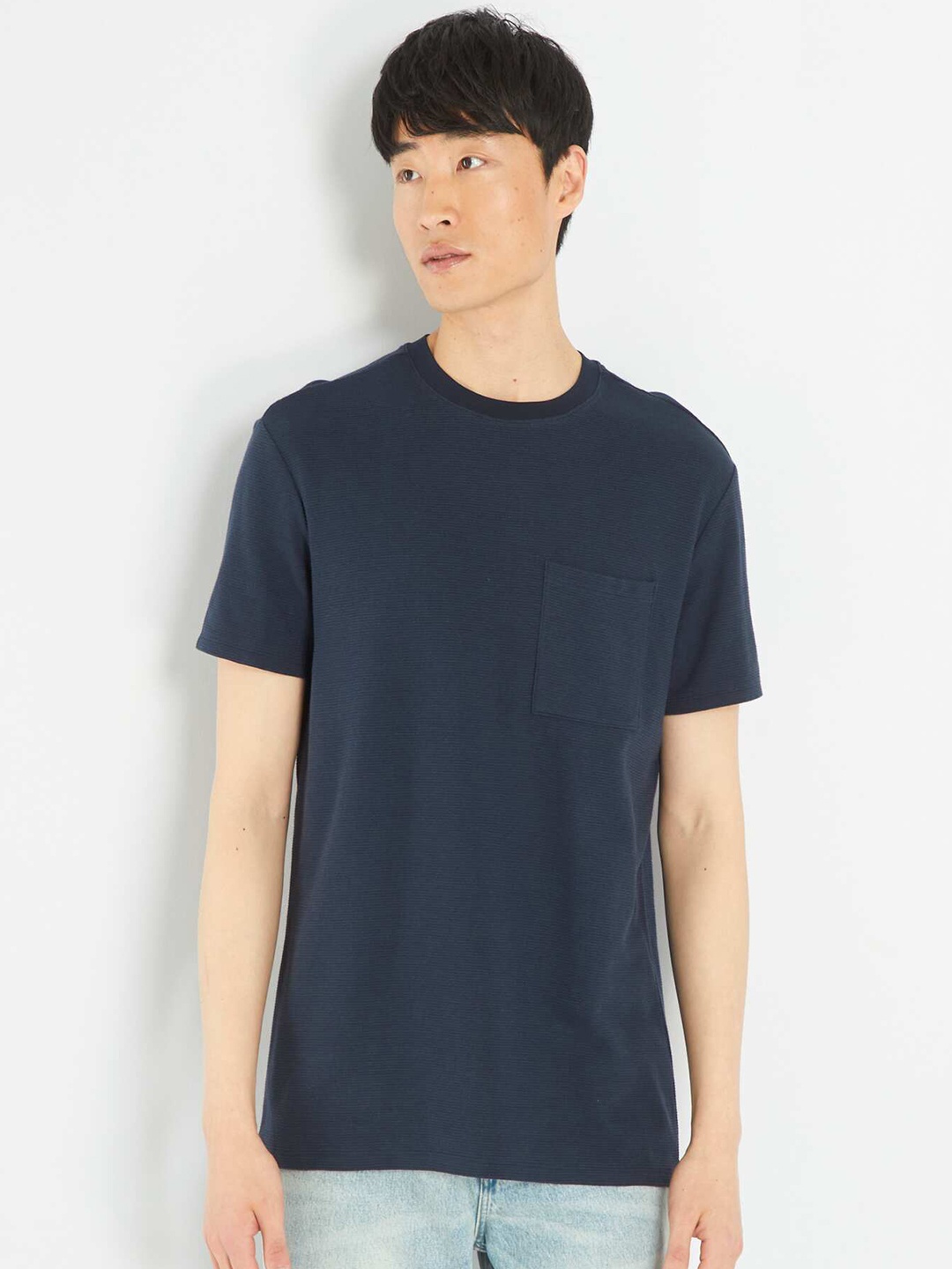 

KIABI Striped Pure Cotton T-shirt, Navy blue