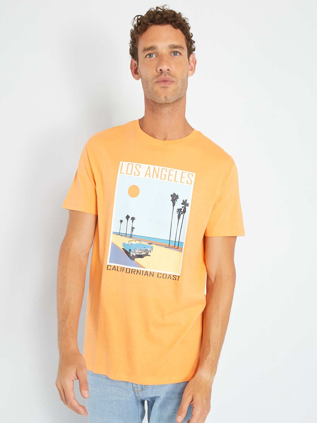 

KIABI People & Places Printed Round Neck Short Sleeves Cotton T-shirt, Orange