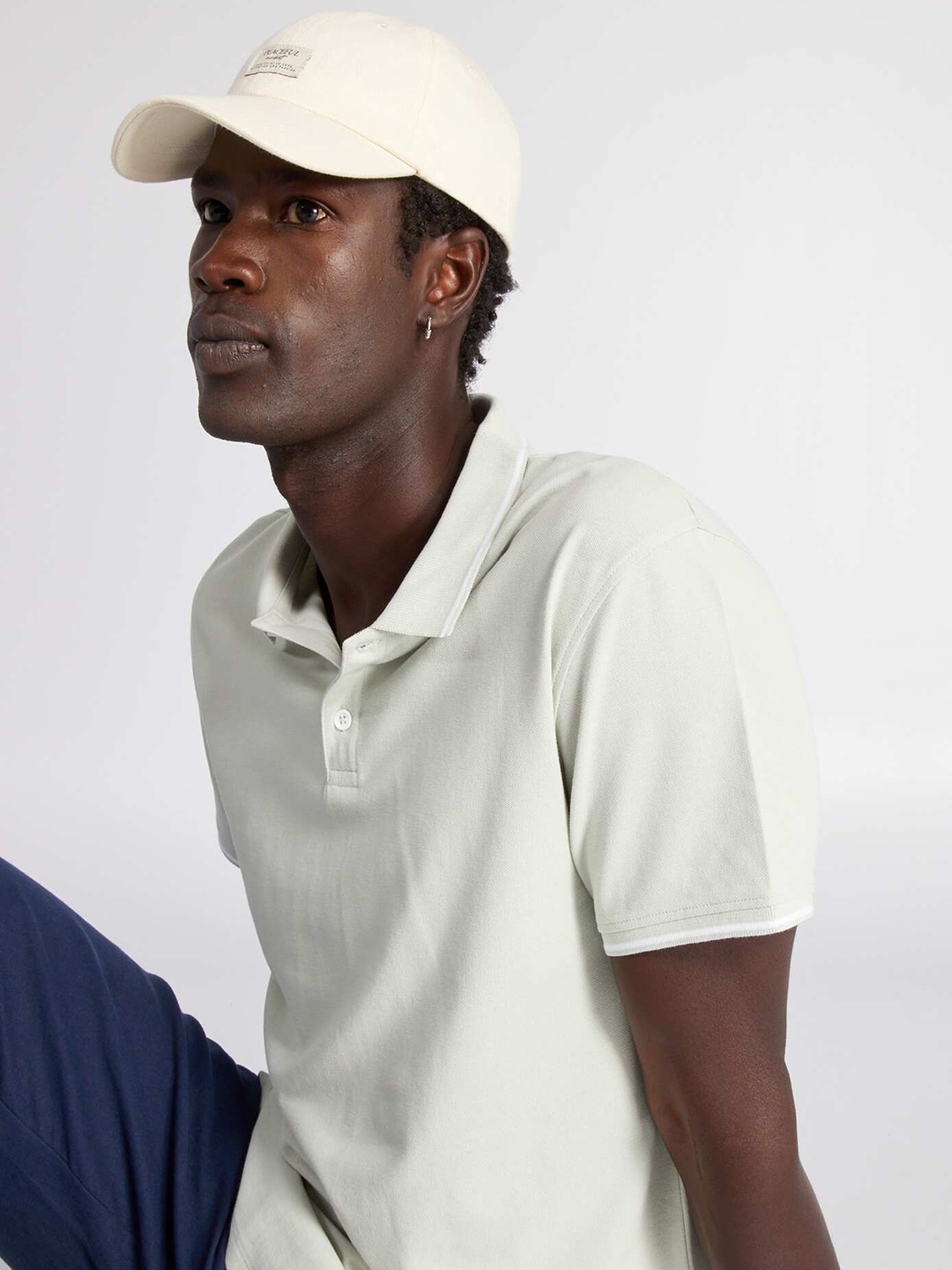 KIABI Polo Collar Short Sleeves Cotton T-shirt, Grey