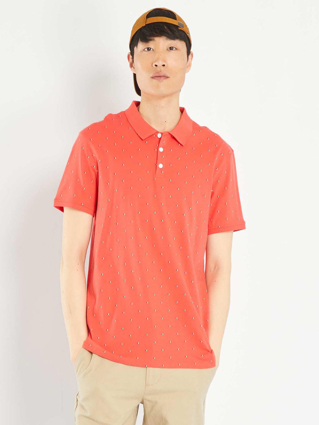 

KIABI Polo Collar Cotton T-shirt, Orange