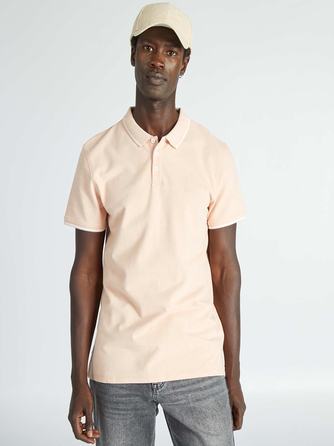 

KIABI Polo Collar Short Sleeves Cotton Regular T-shirt, Pink