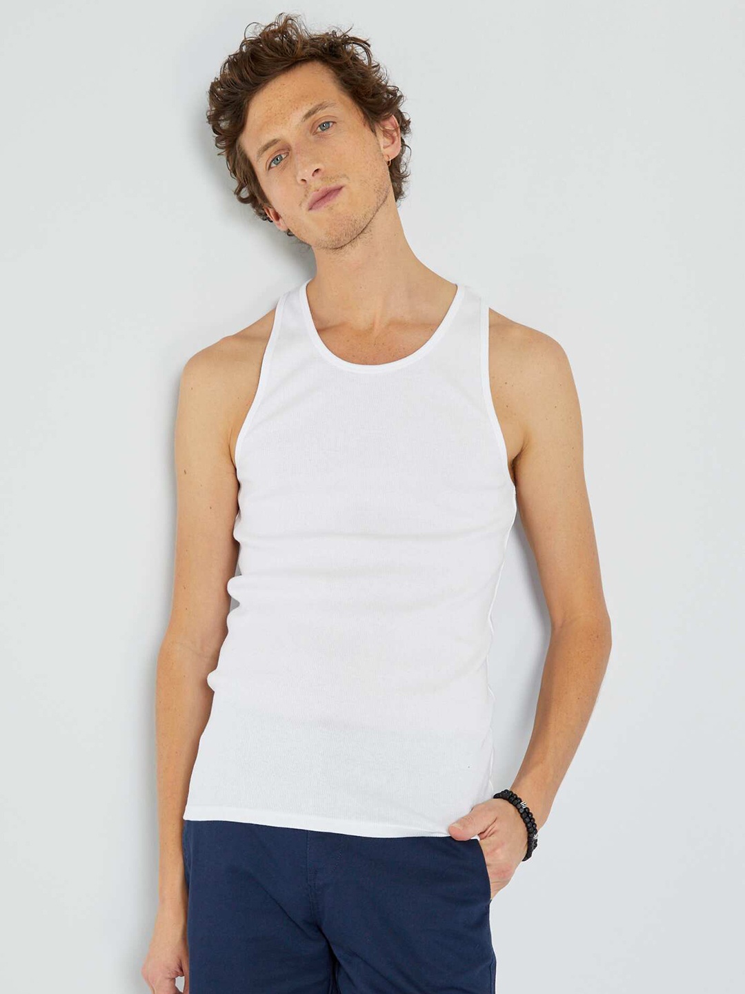 

KIABI Round Neck Sleeveless Cotton Basic Innerwear Vest ZQ445REAL WHITE