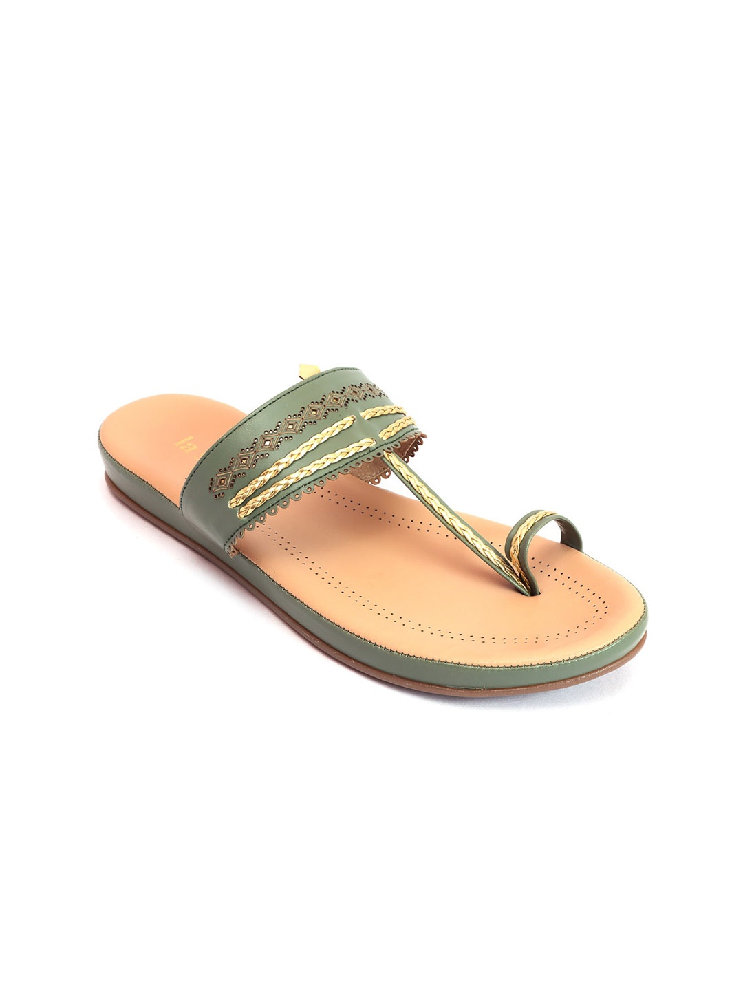 

LA SAVIE Textured One Toe Flats, Green