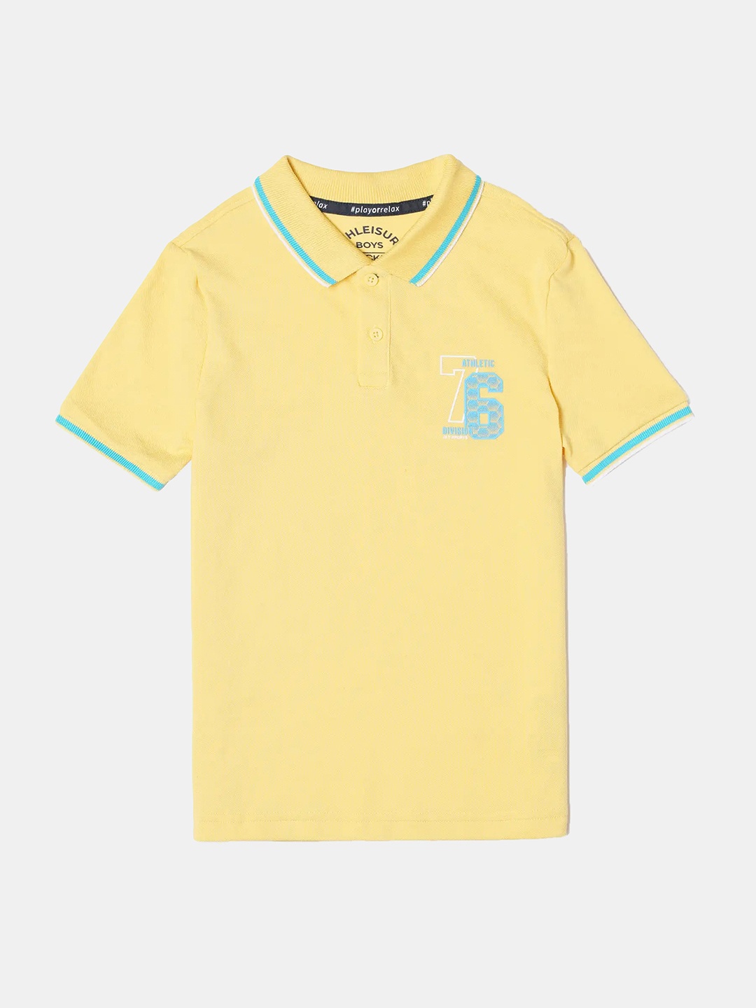 

Jockey Boys Super Combed Cotton Graphic Printed Half Sleeve Polo Tshirt-AB24, Yellow