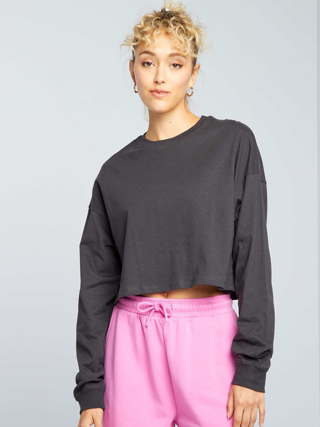 

KIABI Round Neck Cotton T-shirt, Grey