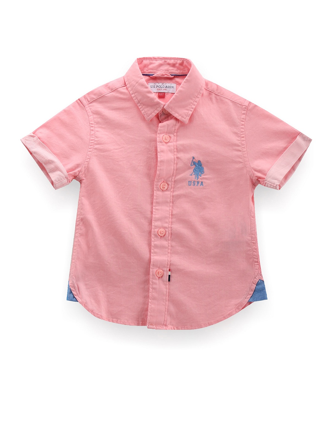 U.S. Polo Assn. Kids Boys Classic Pure Cotton Casual Shirt, Pink