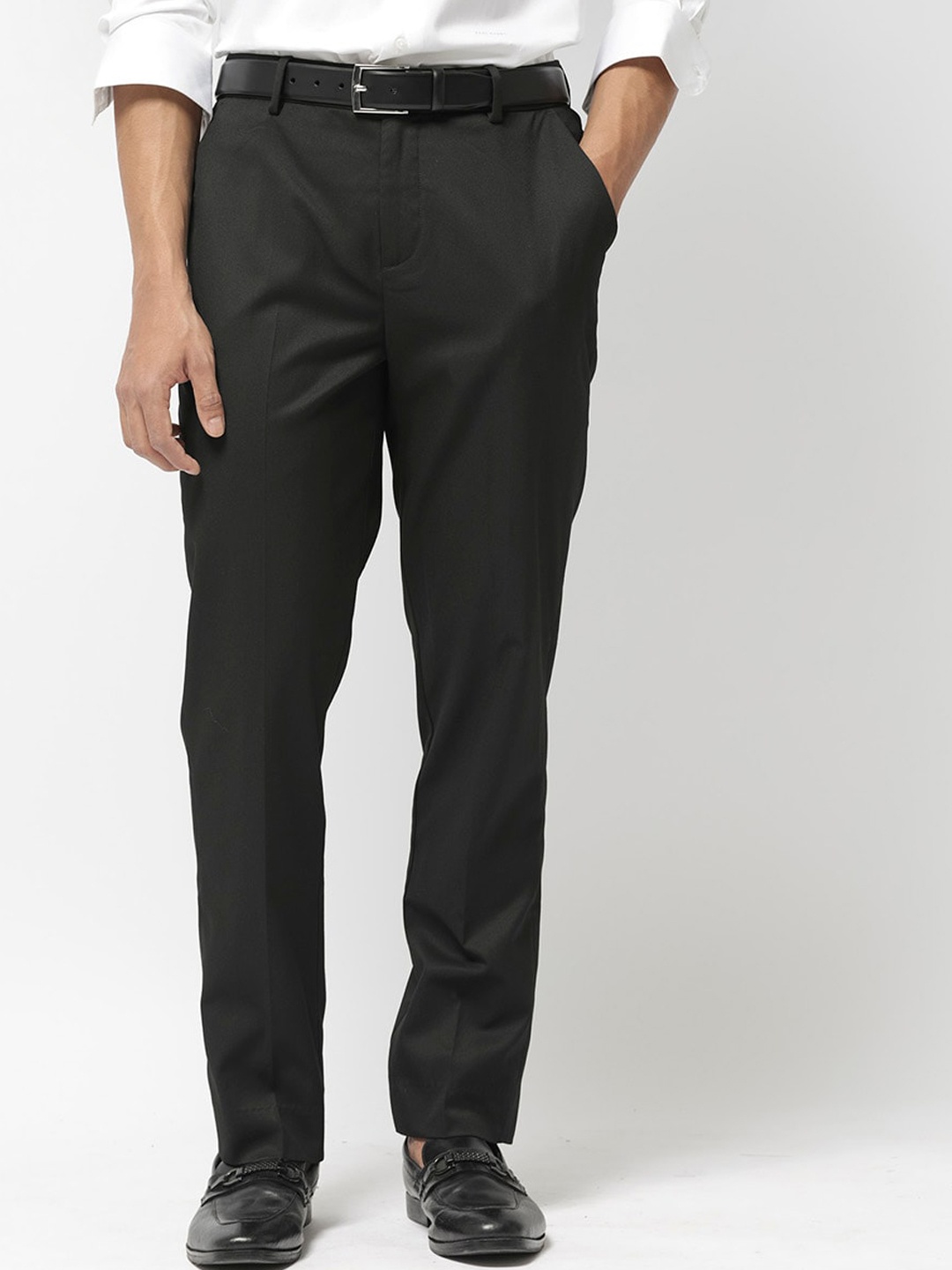 

RARE RABBIT Men Chamey Mid-Rise Formal Trouser, Black