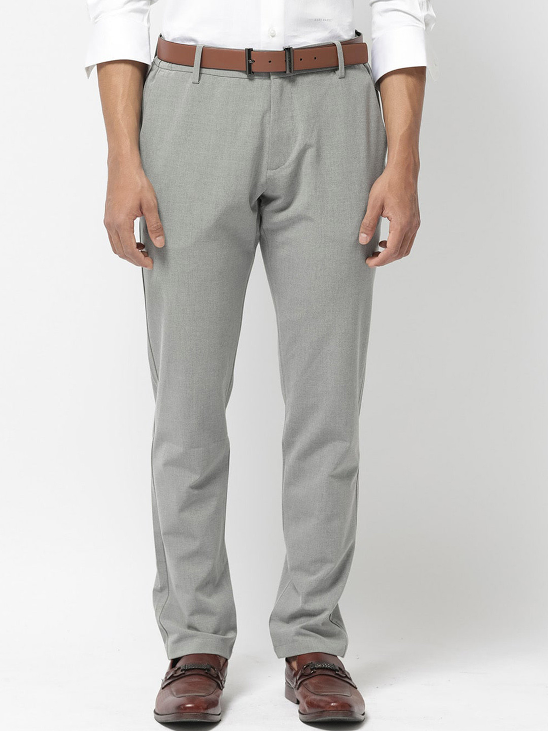 

RARE RABBIT Men Travel-24 Mid-Rise Formal Trouser, Grey