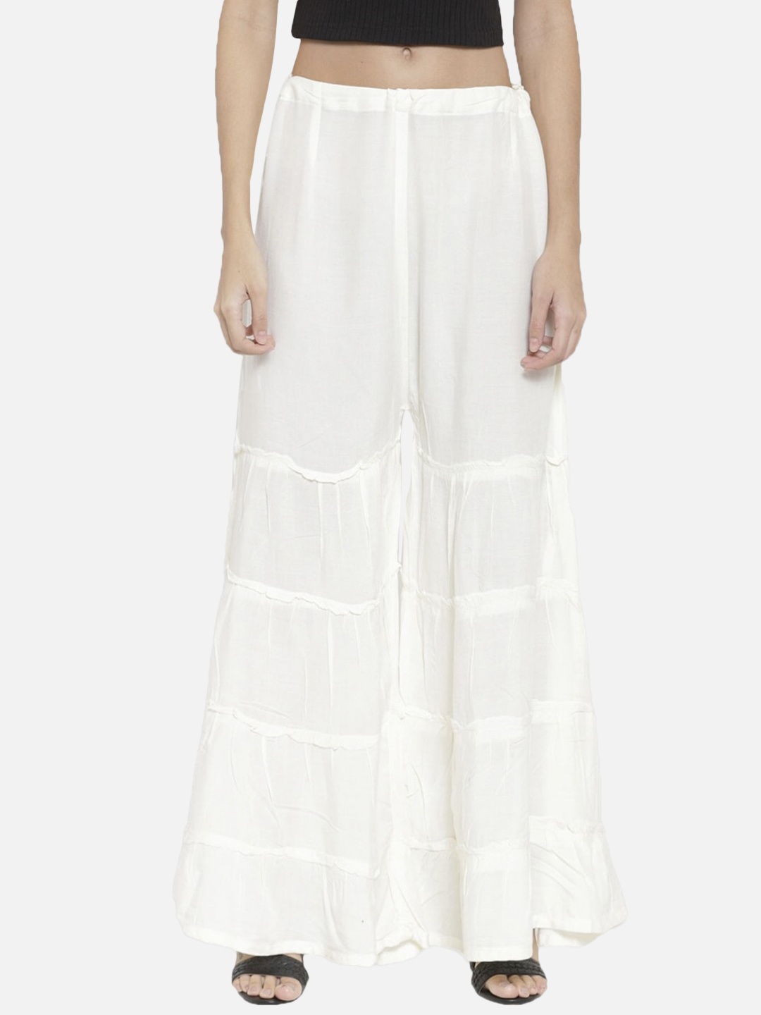 

BCZ Style Women Flared Palazzo, Cream