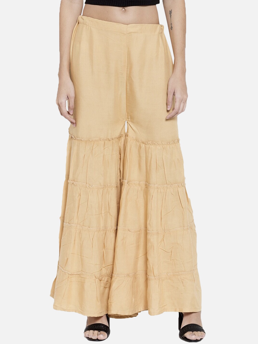 

BCZ Style Women Flared Sharara, Beige