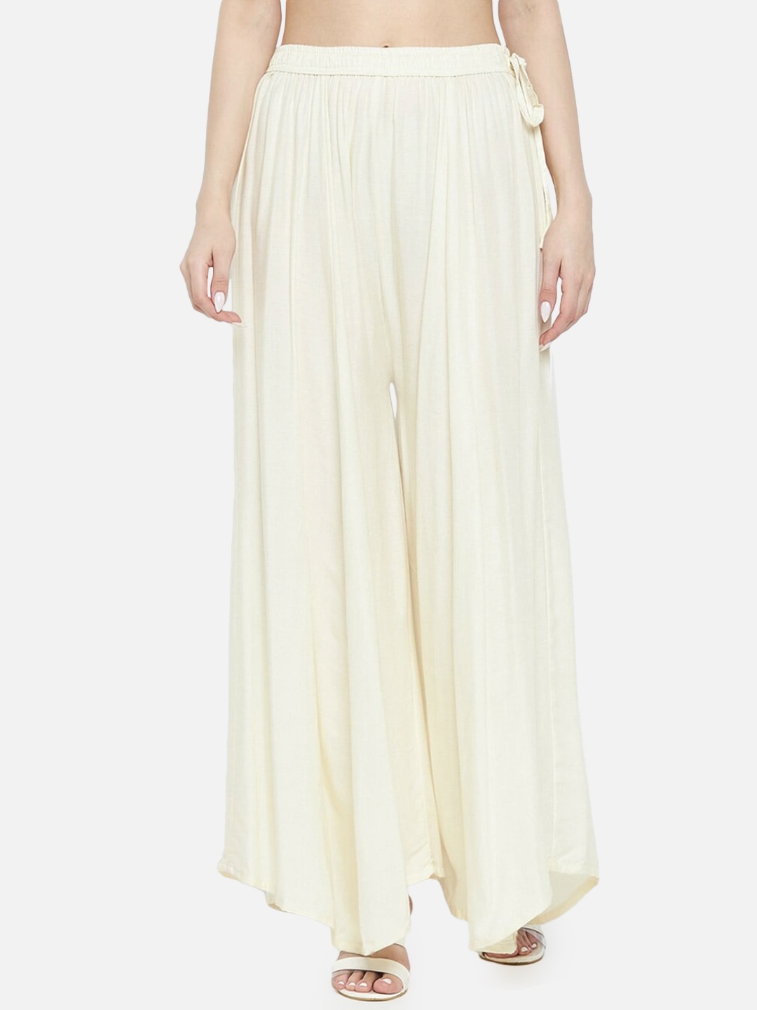 

BCZ Style Women Flared Palazzo, Cream