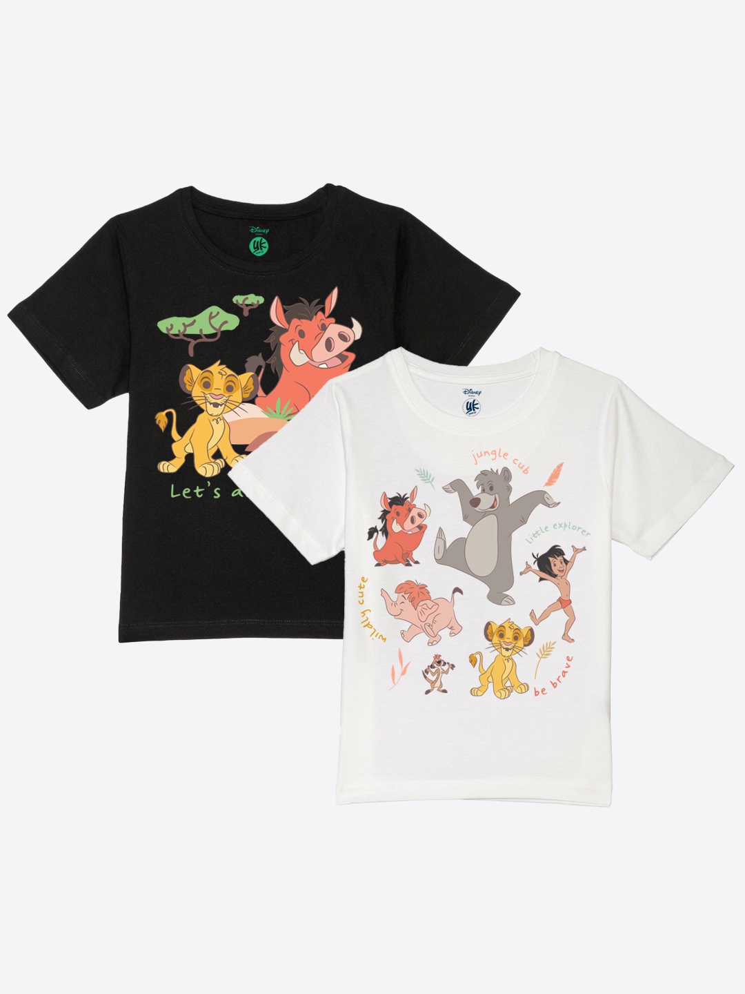 

YK Disney Boys 2 Printed Pure Cotton T-shirt, Black
