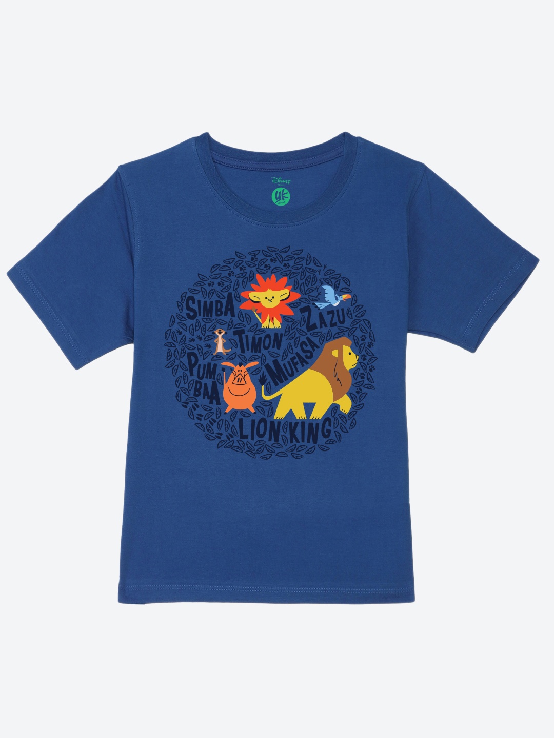 

YK Disney Boys Simba Printed Round Neck Short Sleeves Pure Cotton Regular T-shirt, Blue