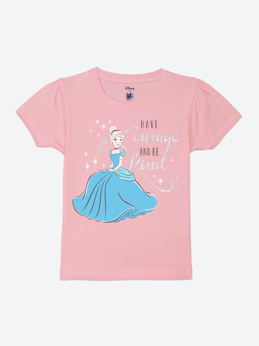 

YK Disney Girls Printed Pure Cotton T-shirt, Pink
