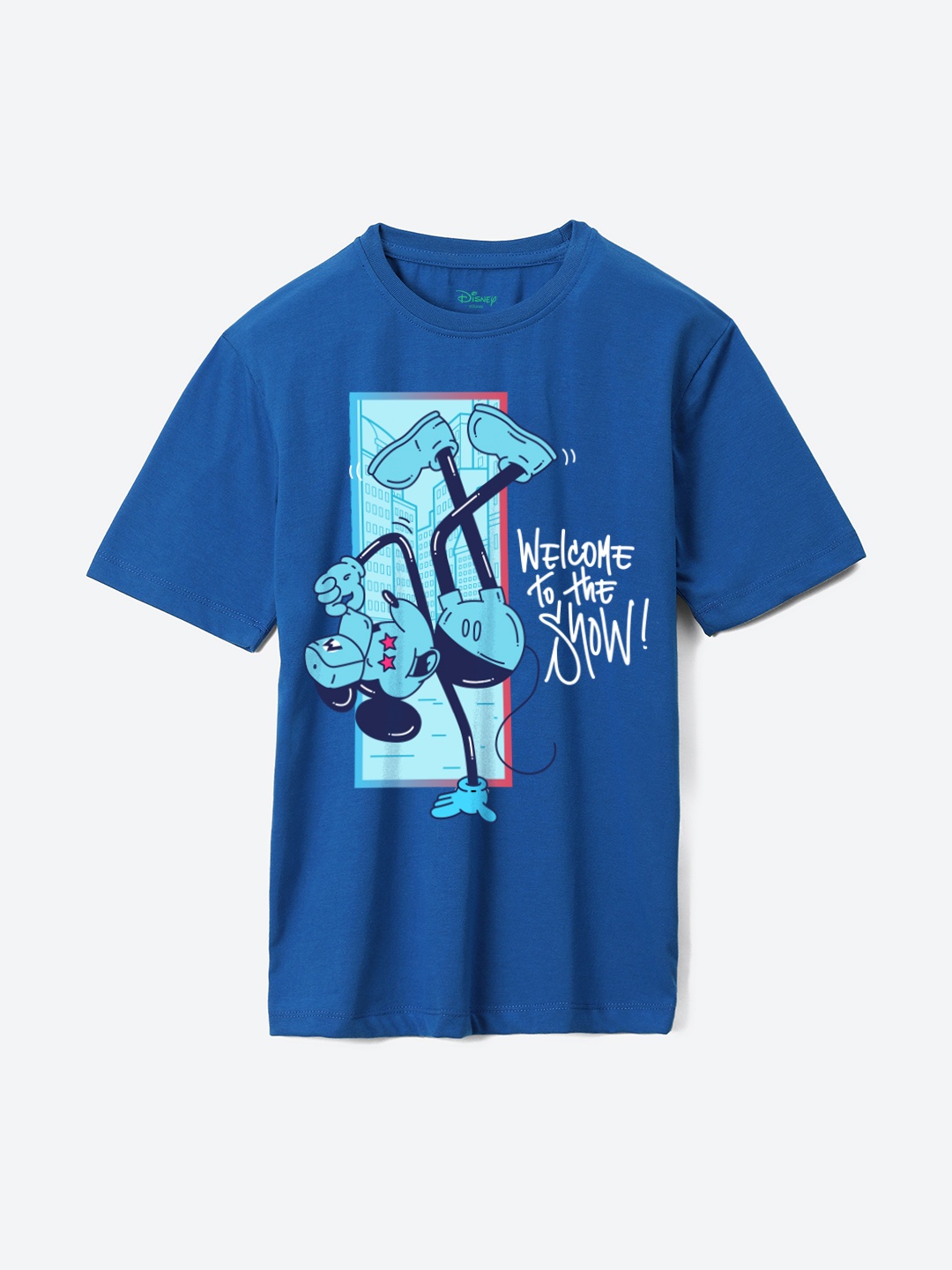 

YK Disney Boys Mickey Mouse Printed Pure Cotton Oversized T-shirt, Blue