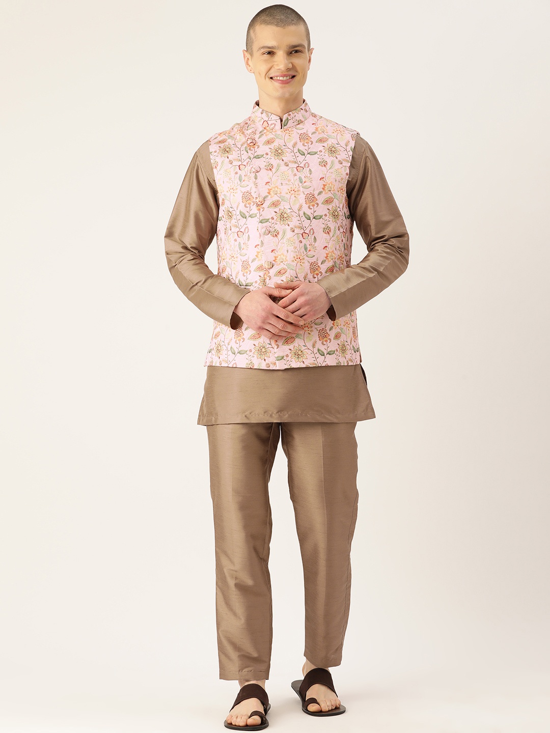 

Simaaya Men Kurta with Trousers & Nehru Jacket, Brown