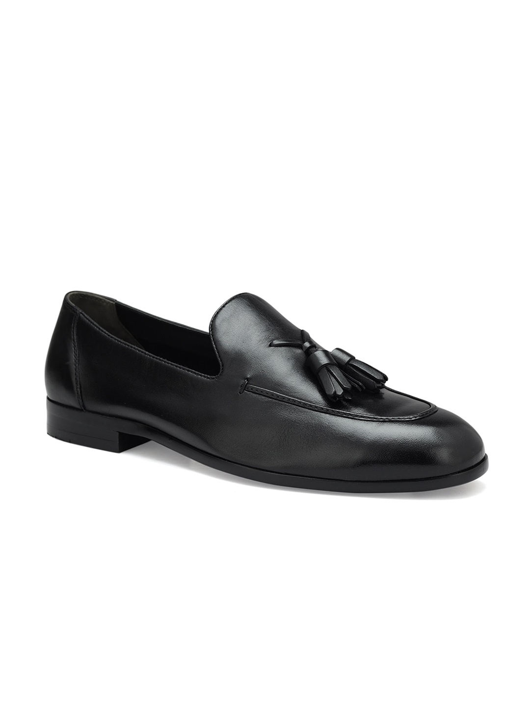 ROSSO BRUNELLO Men Tassel Leather Formal Loafers, Black