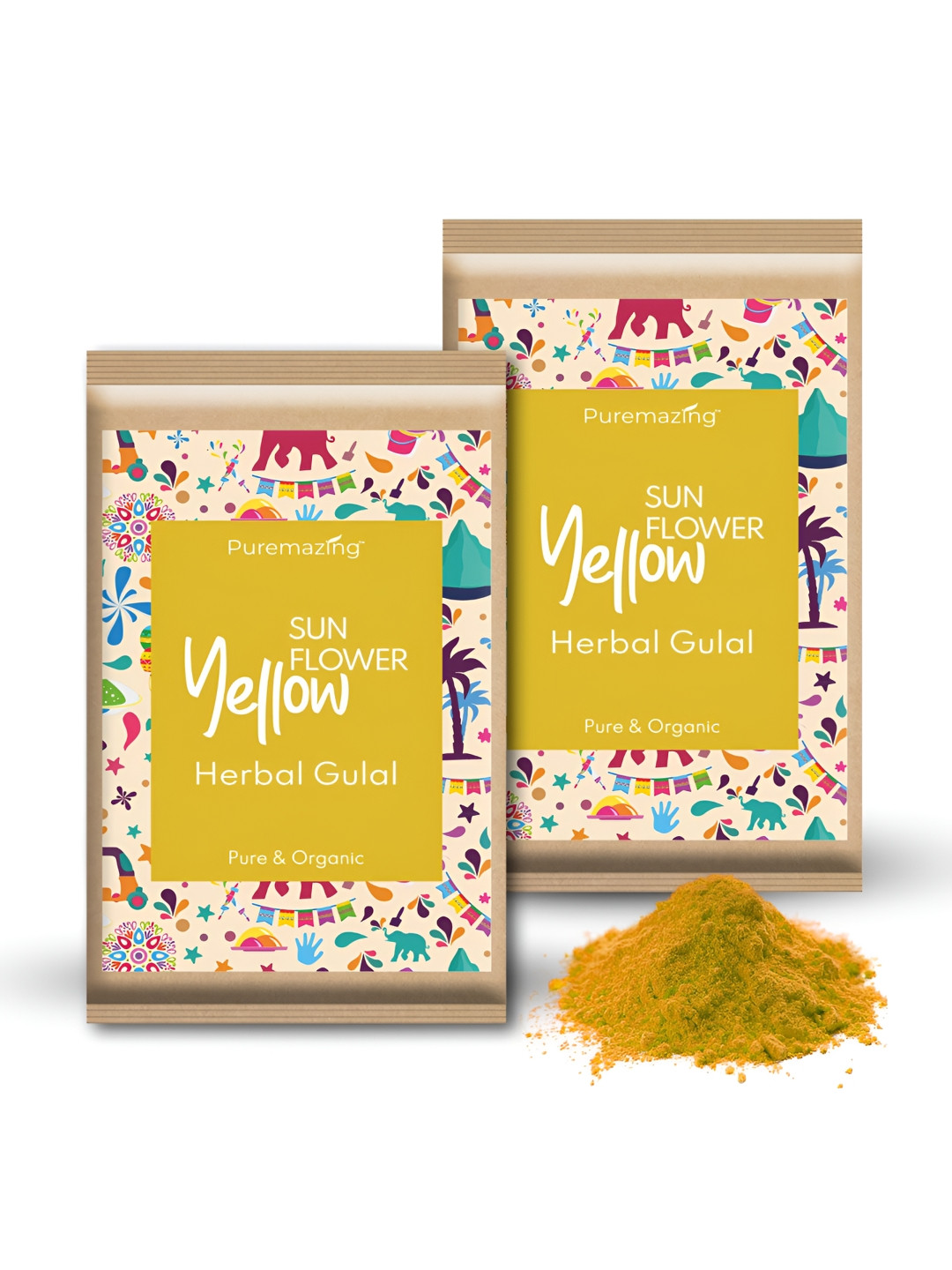 

Imvelo Green your hygiene 2 Pieces Yellow Scented Non-Toxic Organic Holi Gulal-80g Each