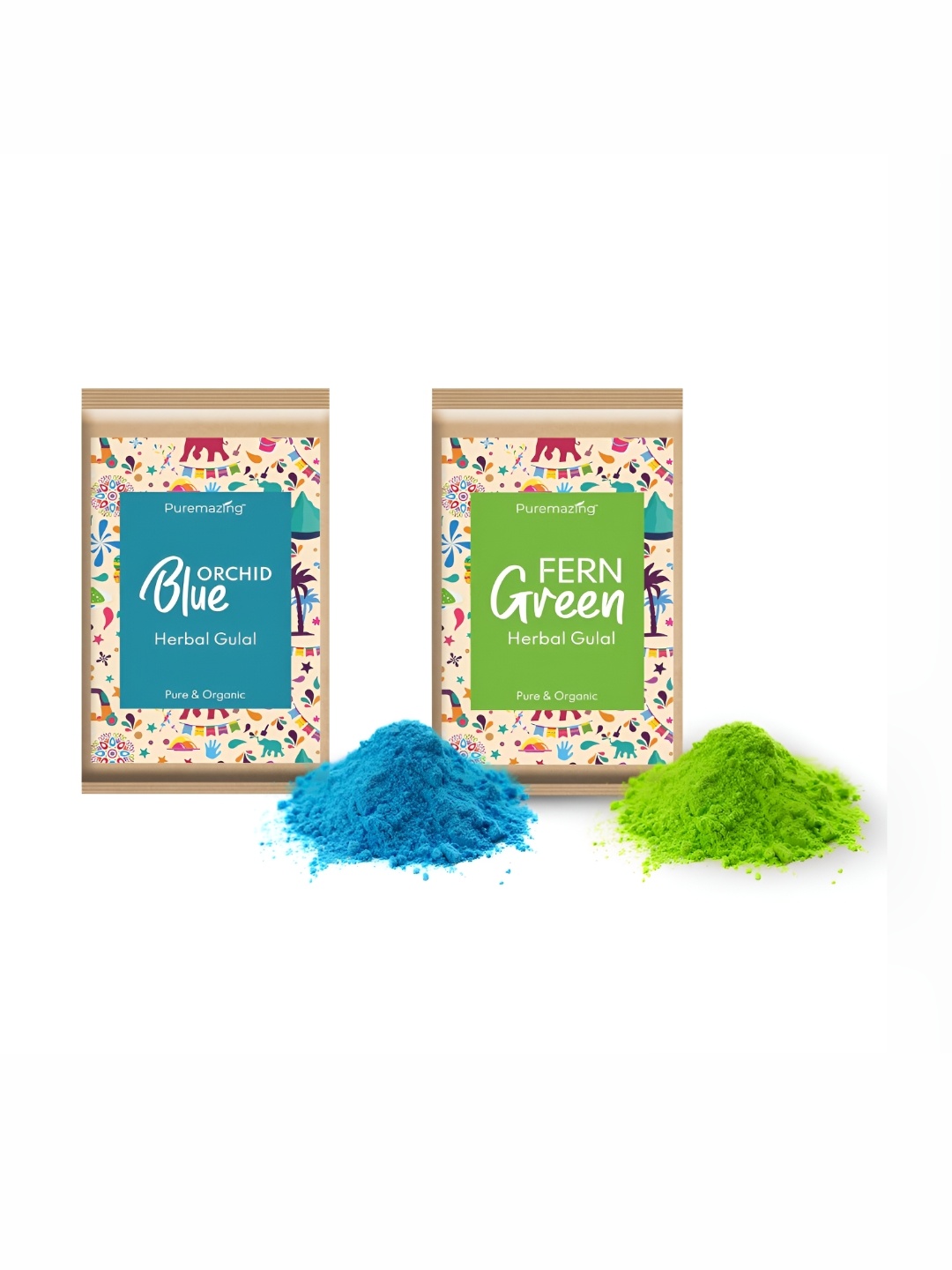 

Imvelo Green your hygiene 2-Pcs Green & Blue Scented Non-Toxic Organic Holi Gulal-80g