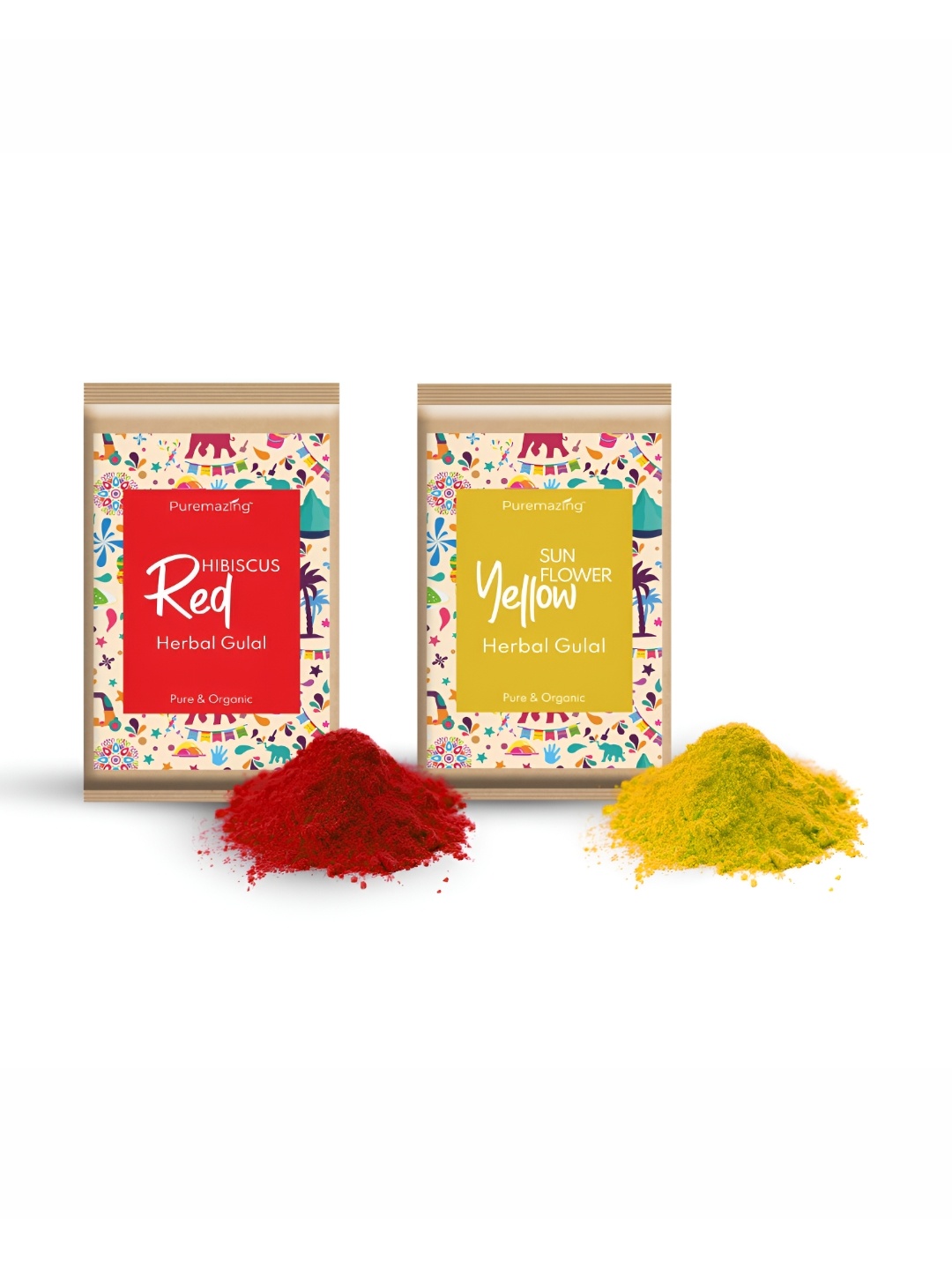 

Imvelo Green your hygiene 2-Pcs Red & Yellow Scented Non-Toxic Organic Holi Gulal-80g Each