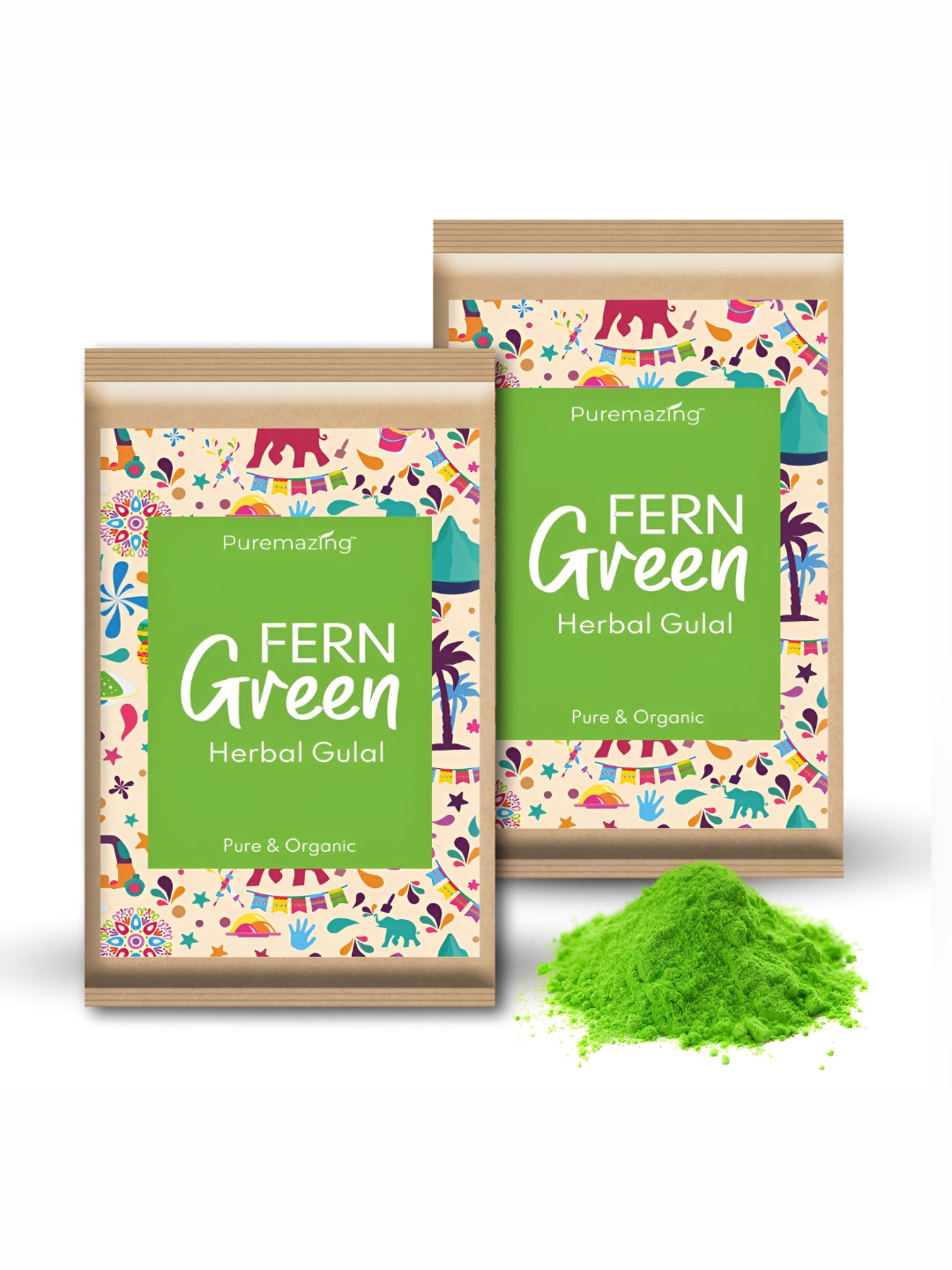 

Imvelo Green your hygiene 2-Pcs Green Scented Non-Toxic Organic Holi Gulal-80g Each