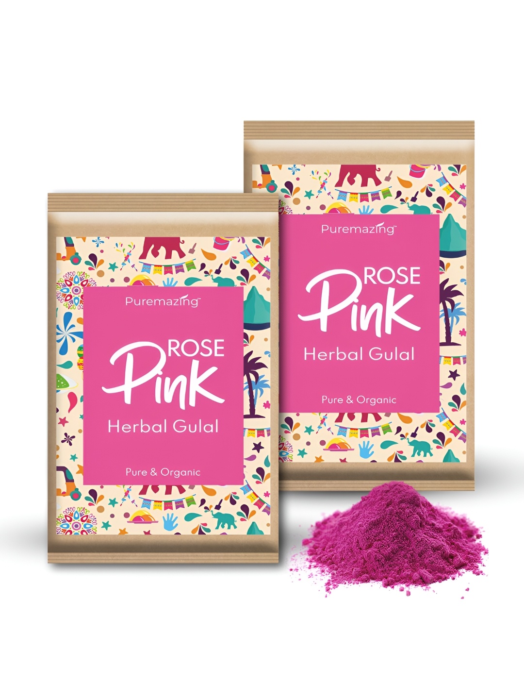 

Imvelo Green your hygiene 2-Pcs Pink Scented Non-Toxic Organic Holi Gulal-80g Each