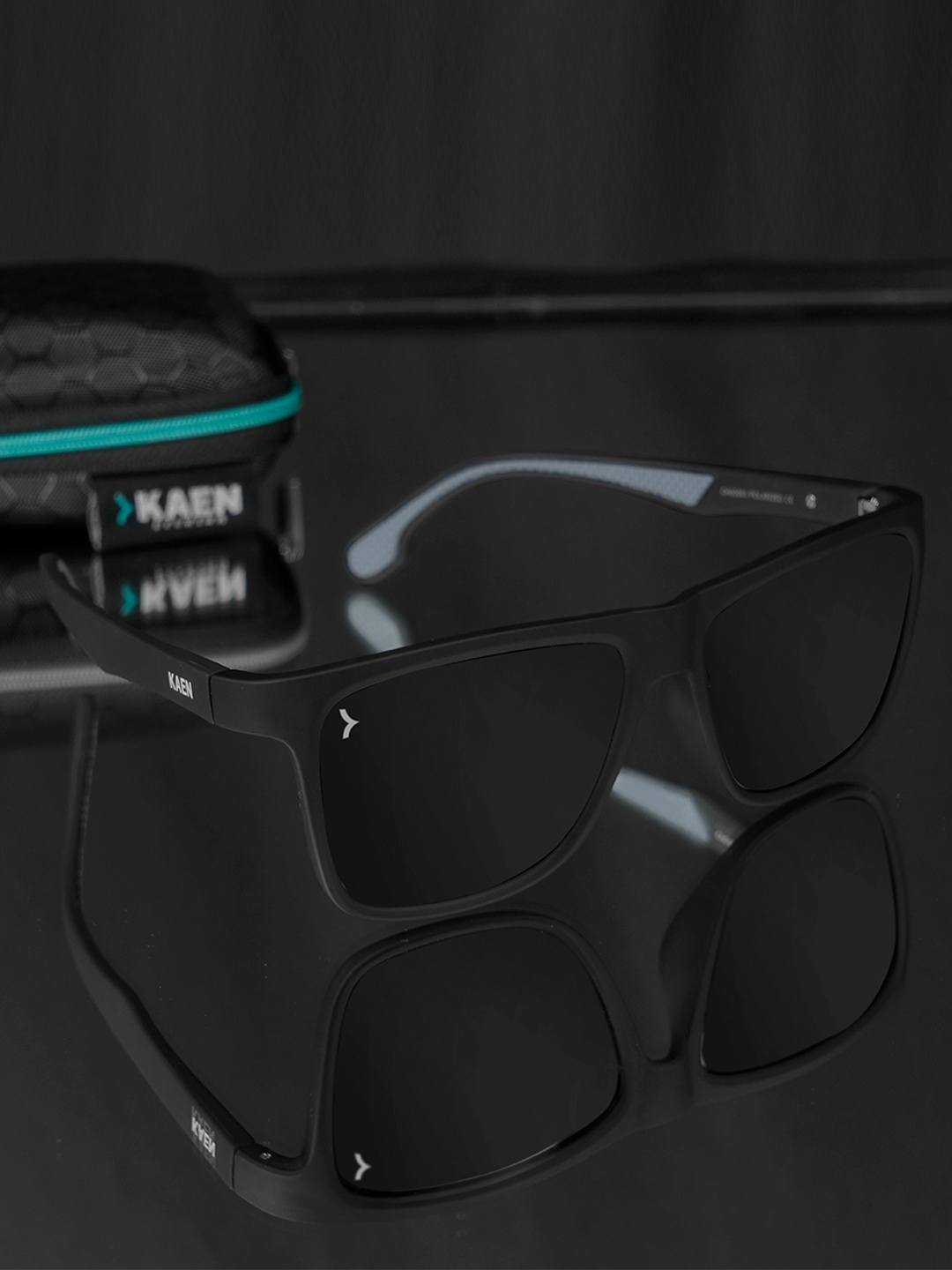 

Eyewearlabs Unisex Rectangle Sunglasses with Polarised Lens ELKASKarl, Black