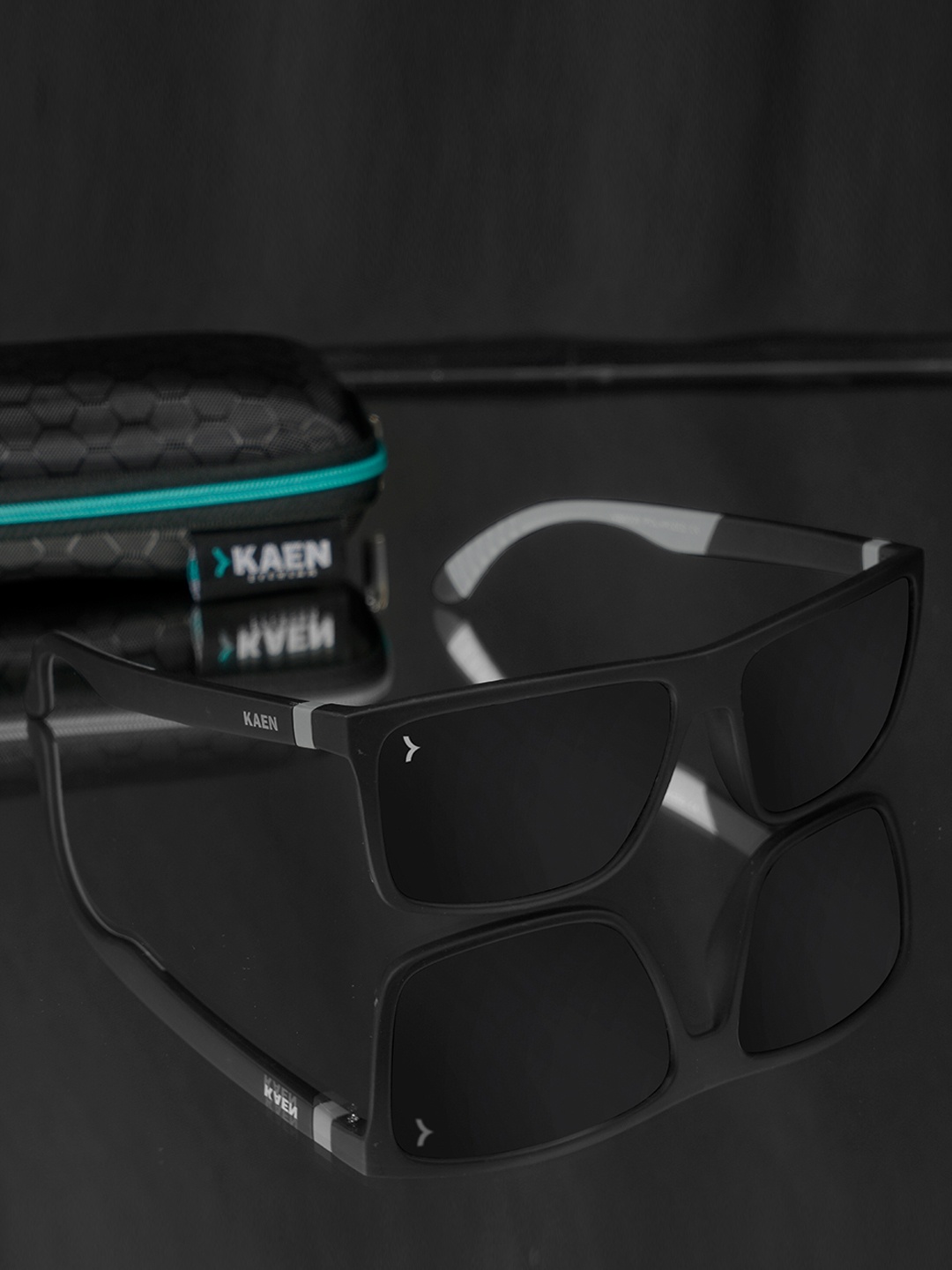 

Eyewearlabs Unisex Rectangle Sunglasses with Polarised Lens ELKASKari, Black