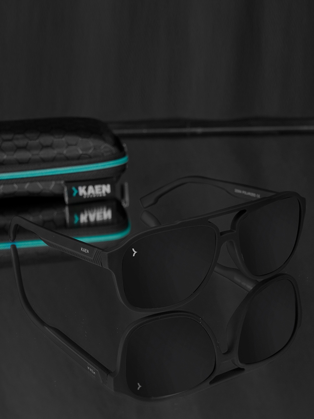 

Eyewearlabs Unisex Rectangle Sunglasses with Polarised Lens ELKASKlayC1, Black