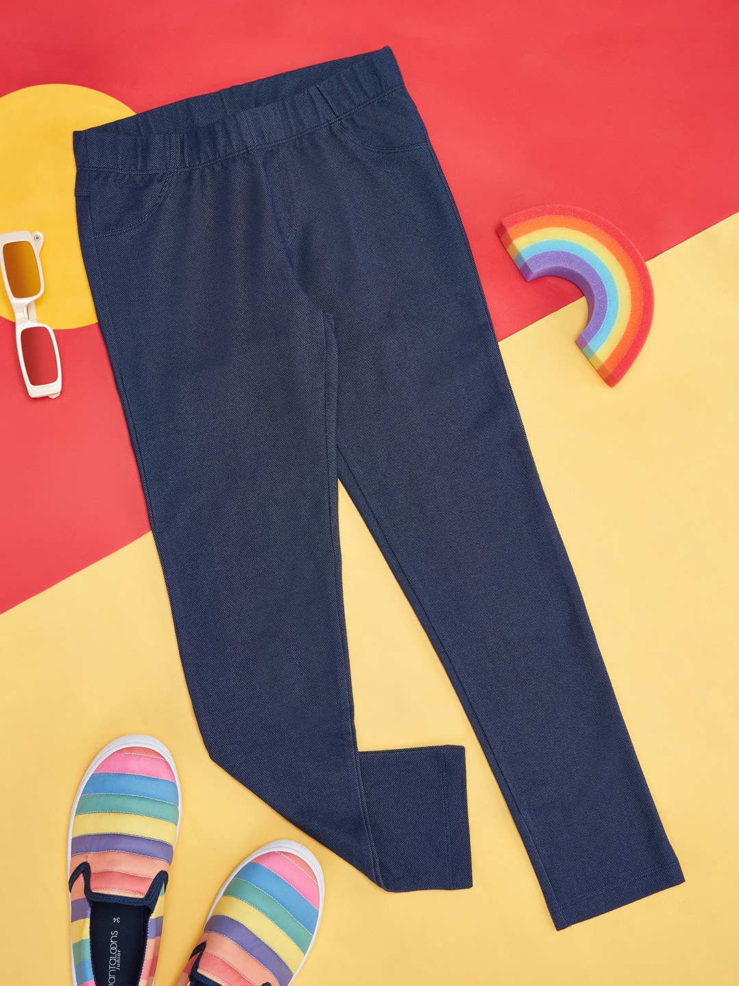 

Pantaloons Junior Girls Mid-Rise Jeggings, Navy blue