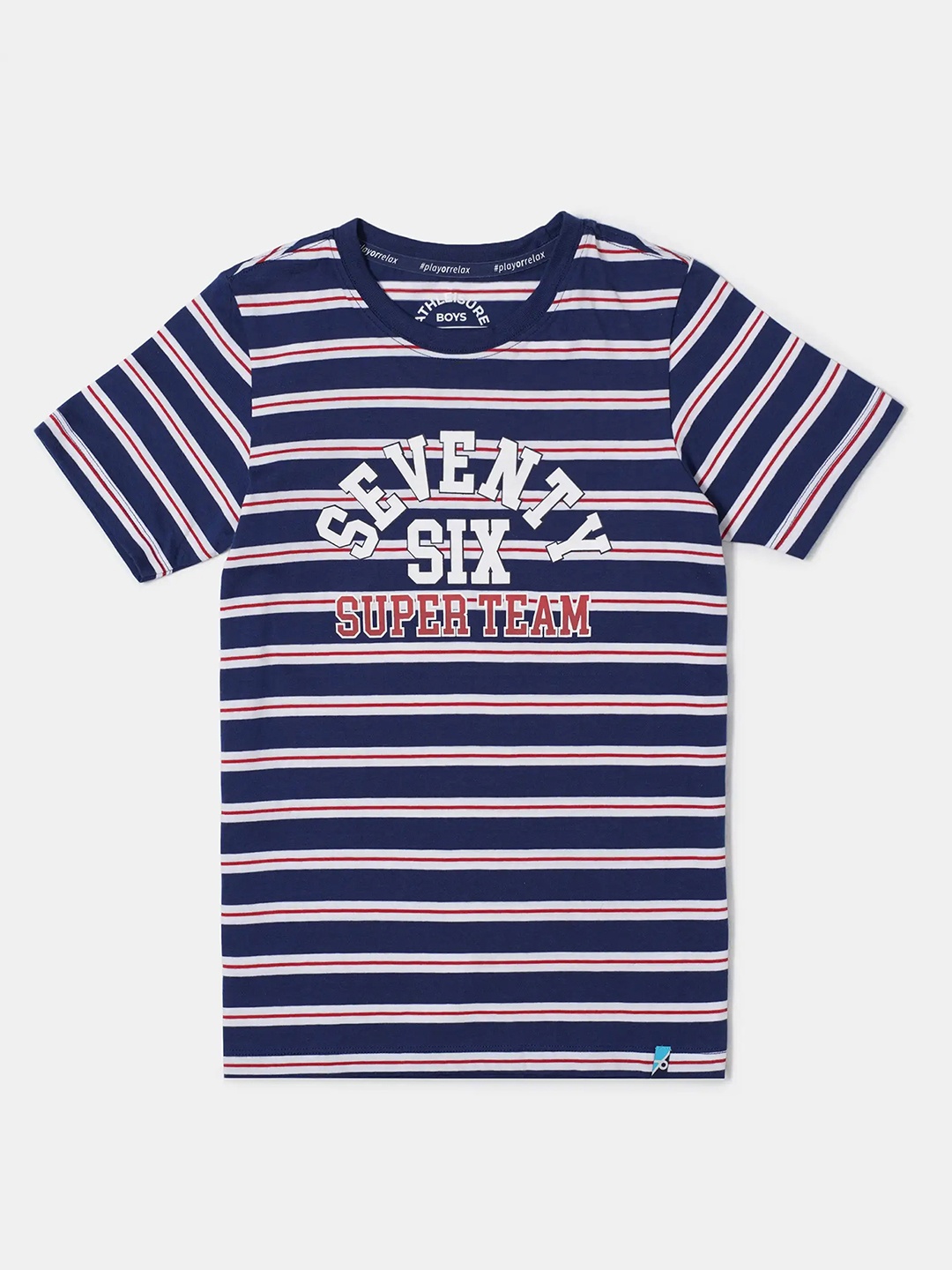 

Jockey Boys Super Combed Cotton Striped Printed Tshirt-AB20, Blue