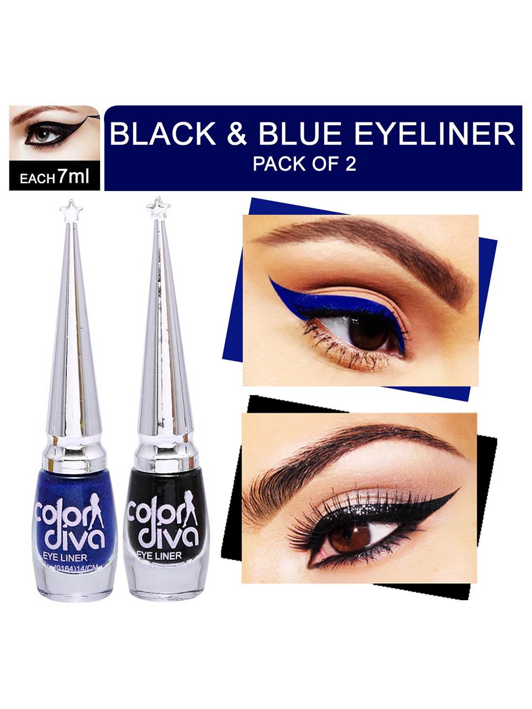 

Adbeni Color Diva Set Of 2 Shimmer Long Lasting Liquid Eyeliner - 6ml Each - Black-Blue