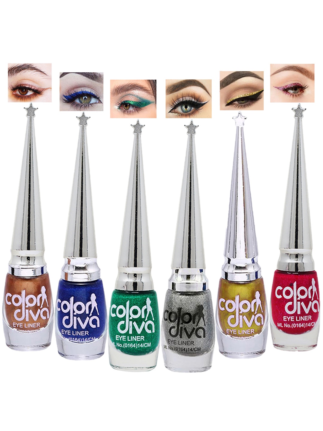 

Adbeni Color Diva Set Of 6 Shimmer Long Lasting Liquid Eyeliner - 6ml Each, Pink