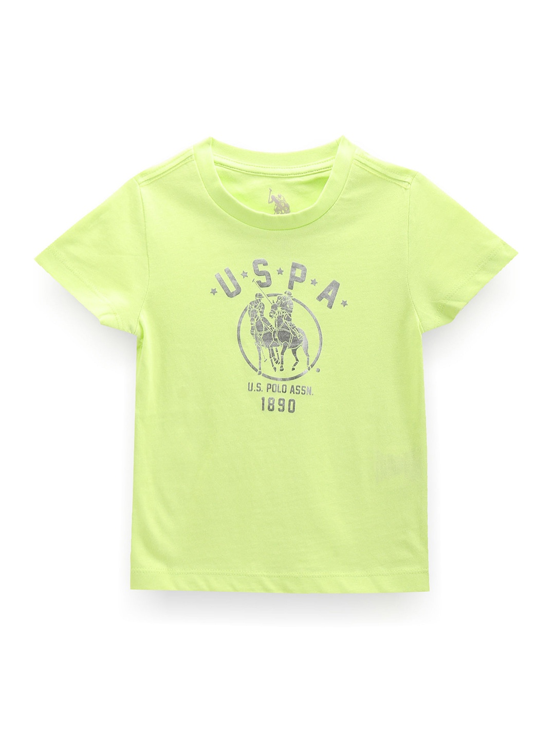 U.S. Polo Assn. Kids Boys Graphic Printed Pure Cotton T-shirt, Green