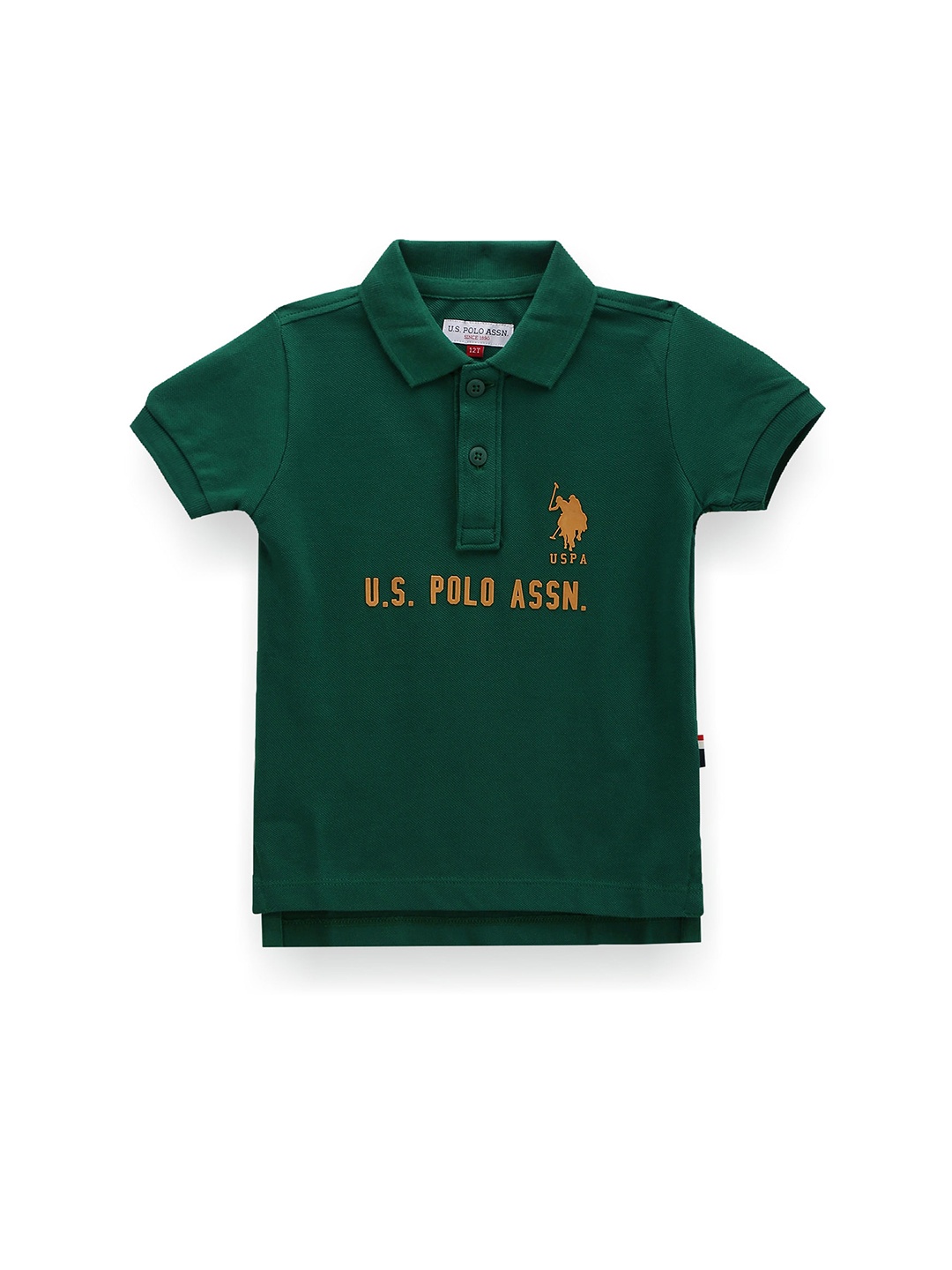 

U.S. Polo Assn. Kids Boys Typography Printed Polo Collar Pure Cotton T-shirt, Green
