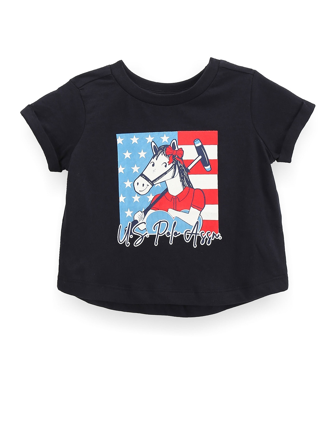 

U.S. Polo Assn. Kids Girls Printed Pure Cotton T-shirt, Blue